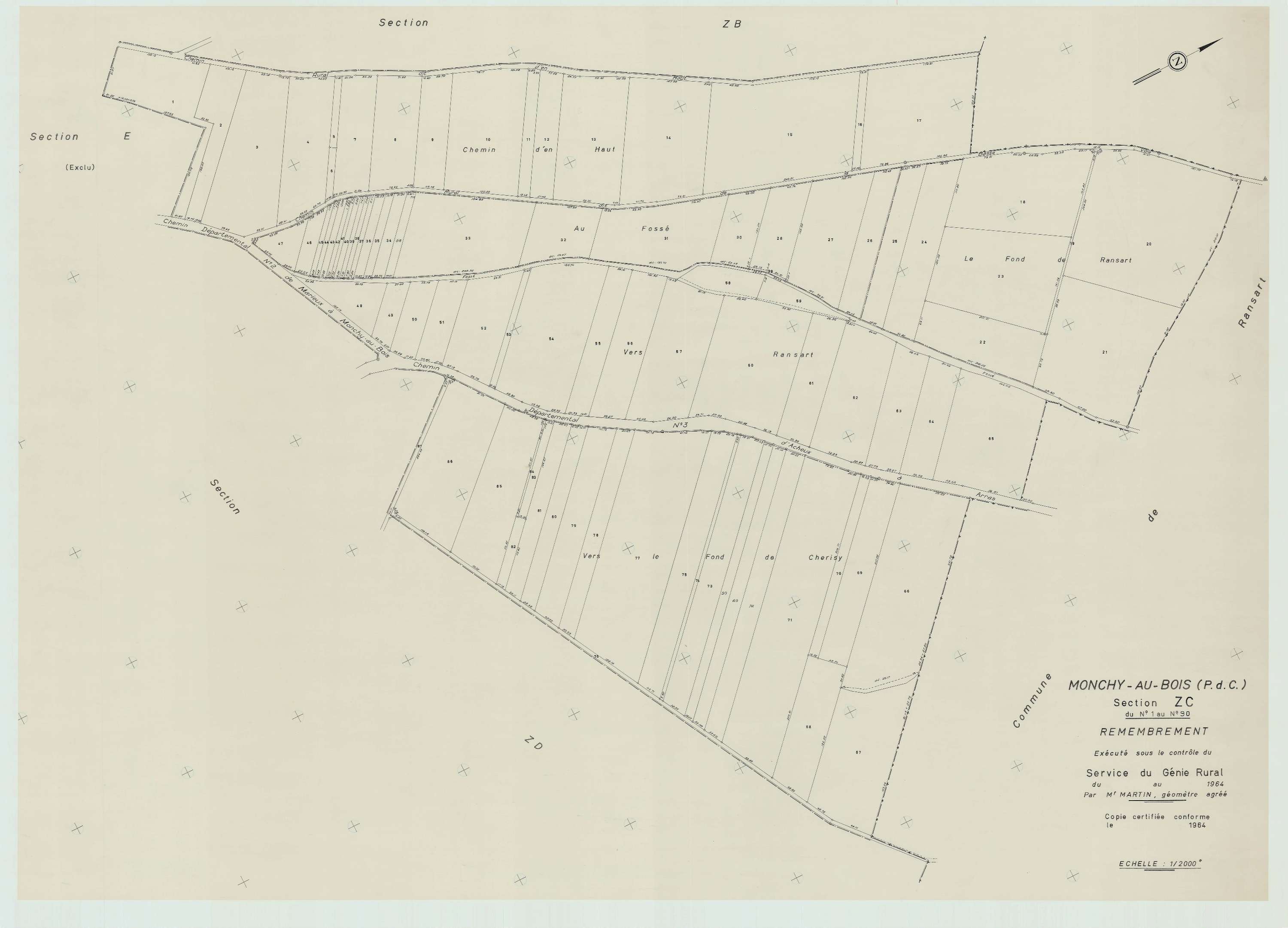 Monchy-au-Bois - Plan de remembrement : section ZC.