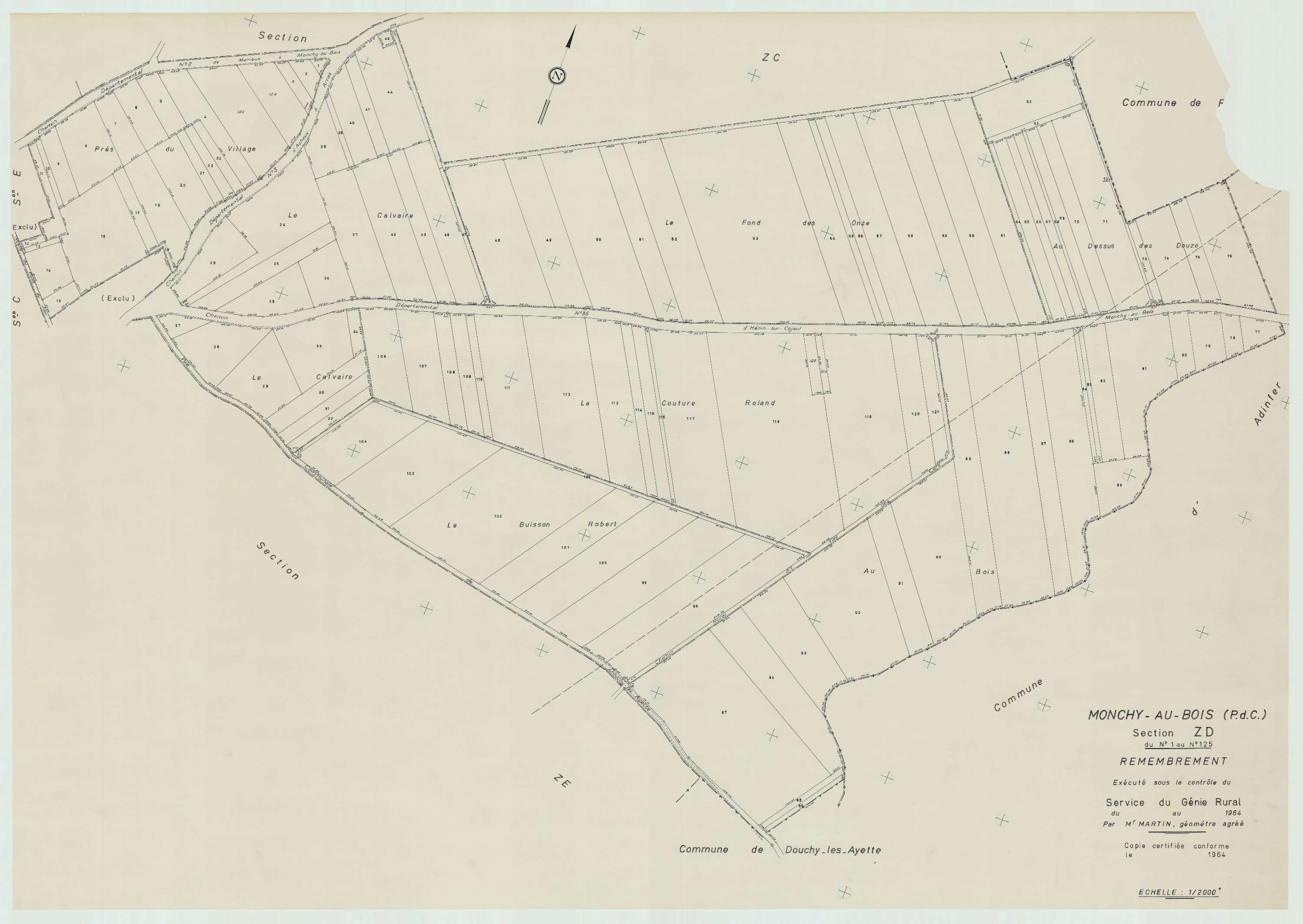 Monchy-au-Bois - Plan de remembrement : section ZD.