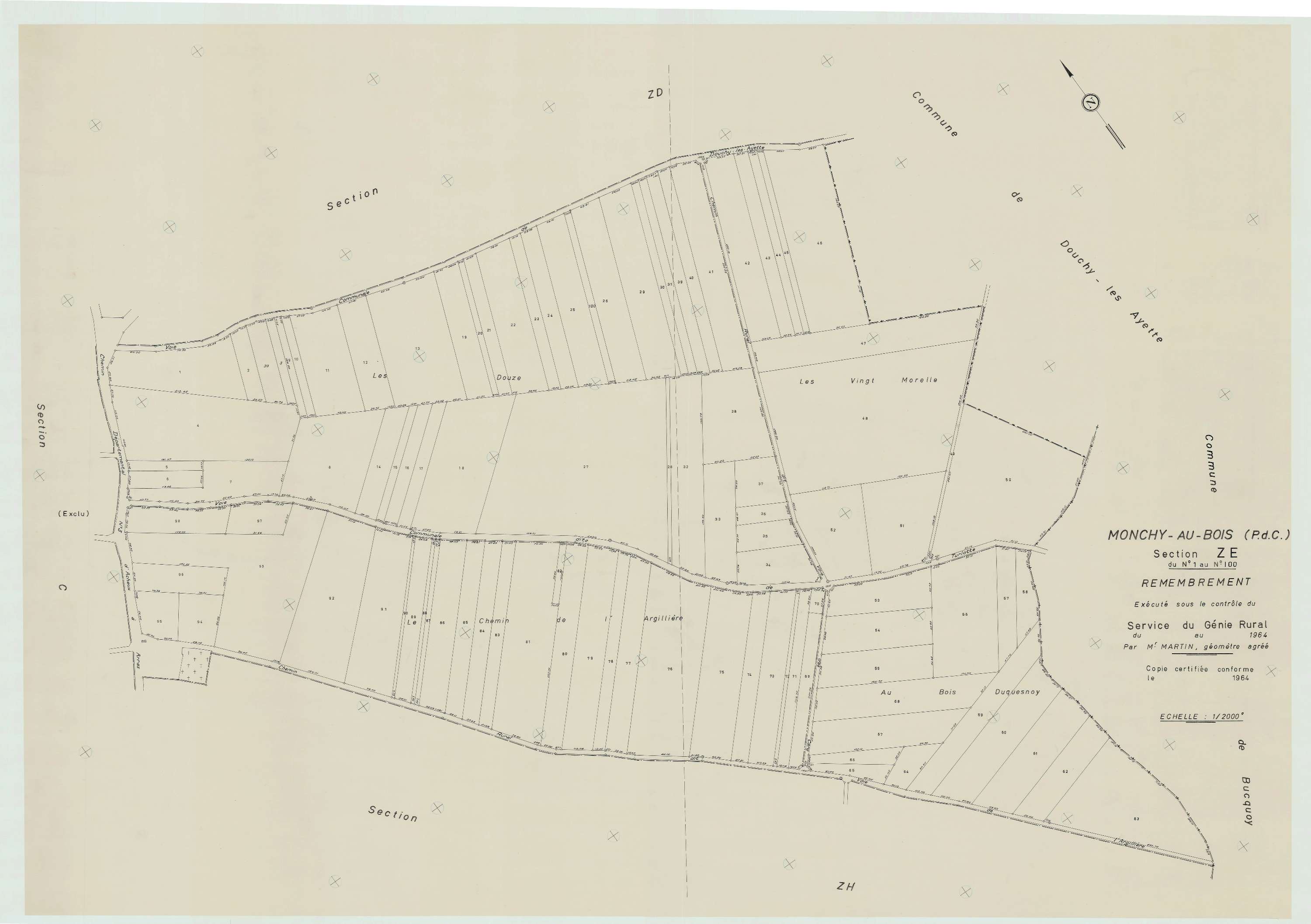 Monchy-au-Bois - Plan de remembrement : section ZE.