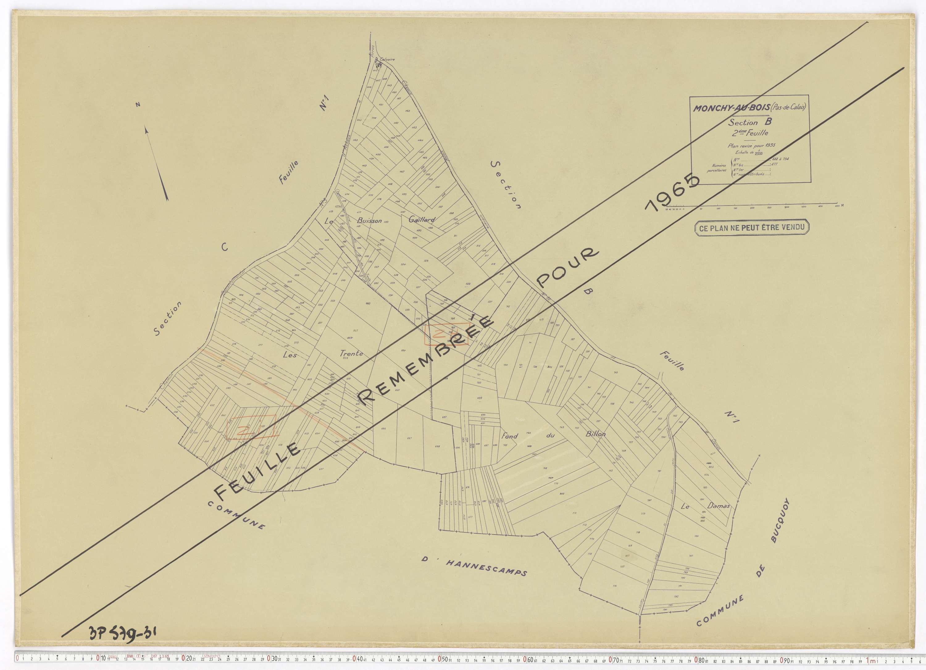 Monchy-au-Bois - Section B, feuille 2.