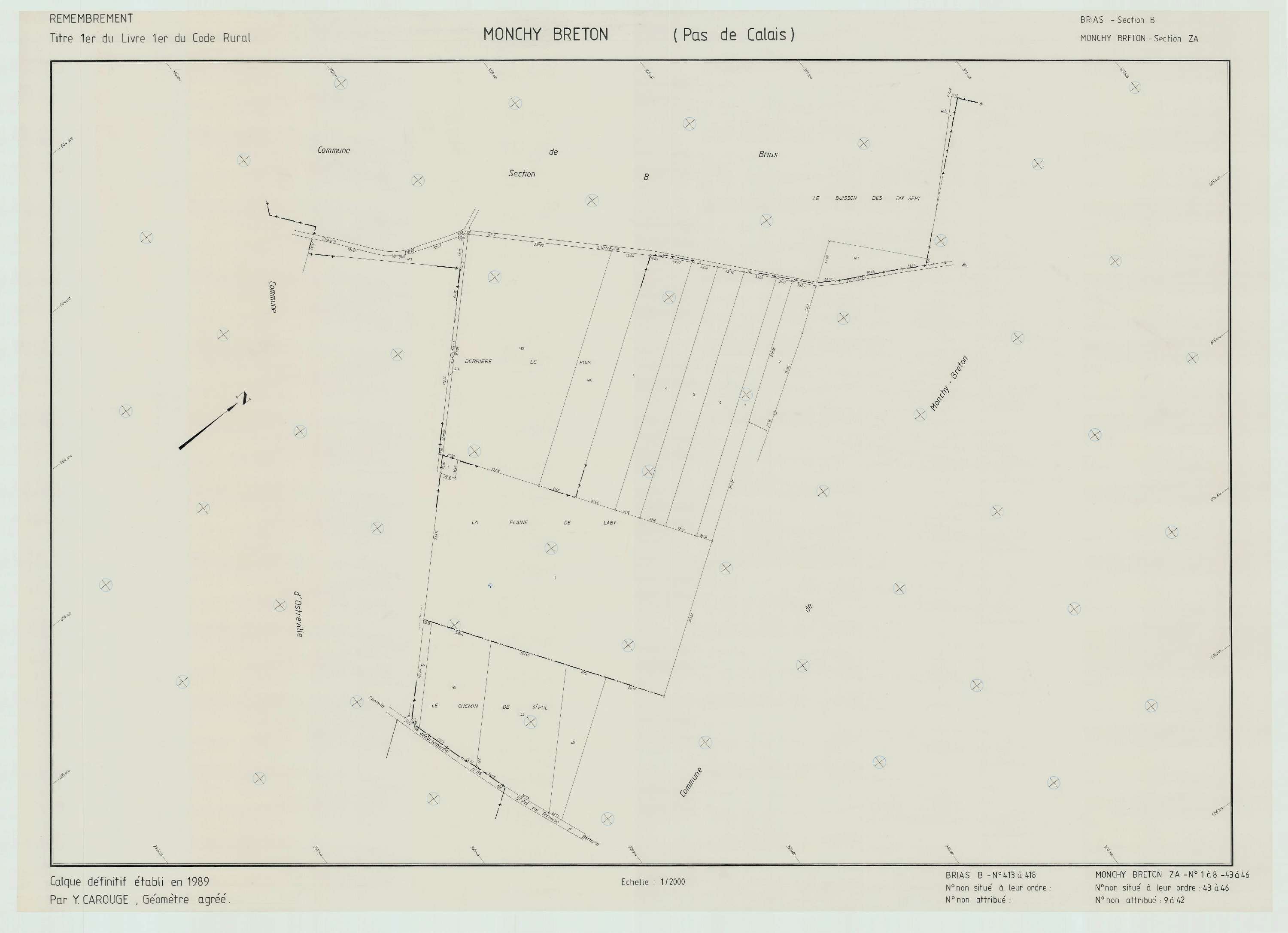 Monchy-Breton - Plan de remembrement : section ZA.