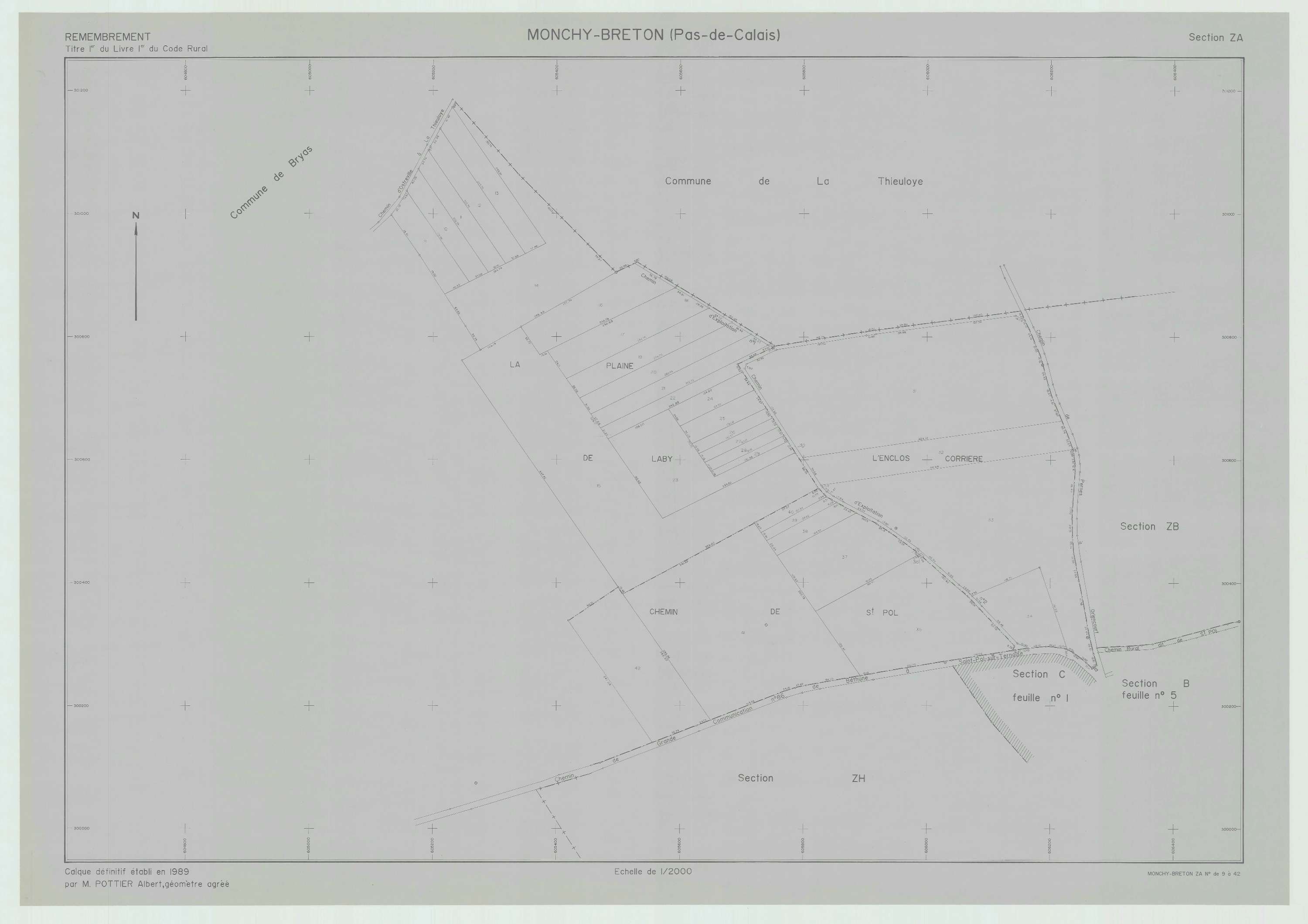 Monchy-Breton - Plan de remembrement : section ZA.