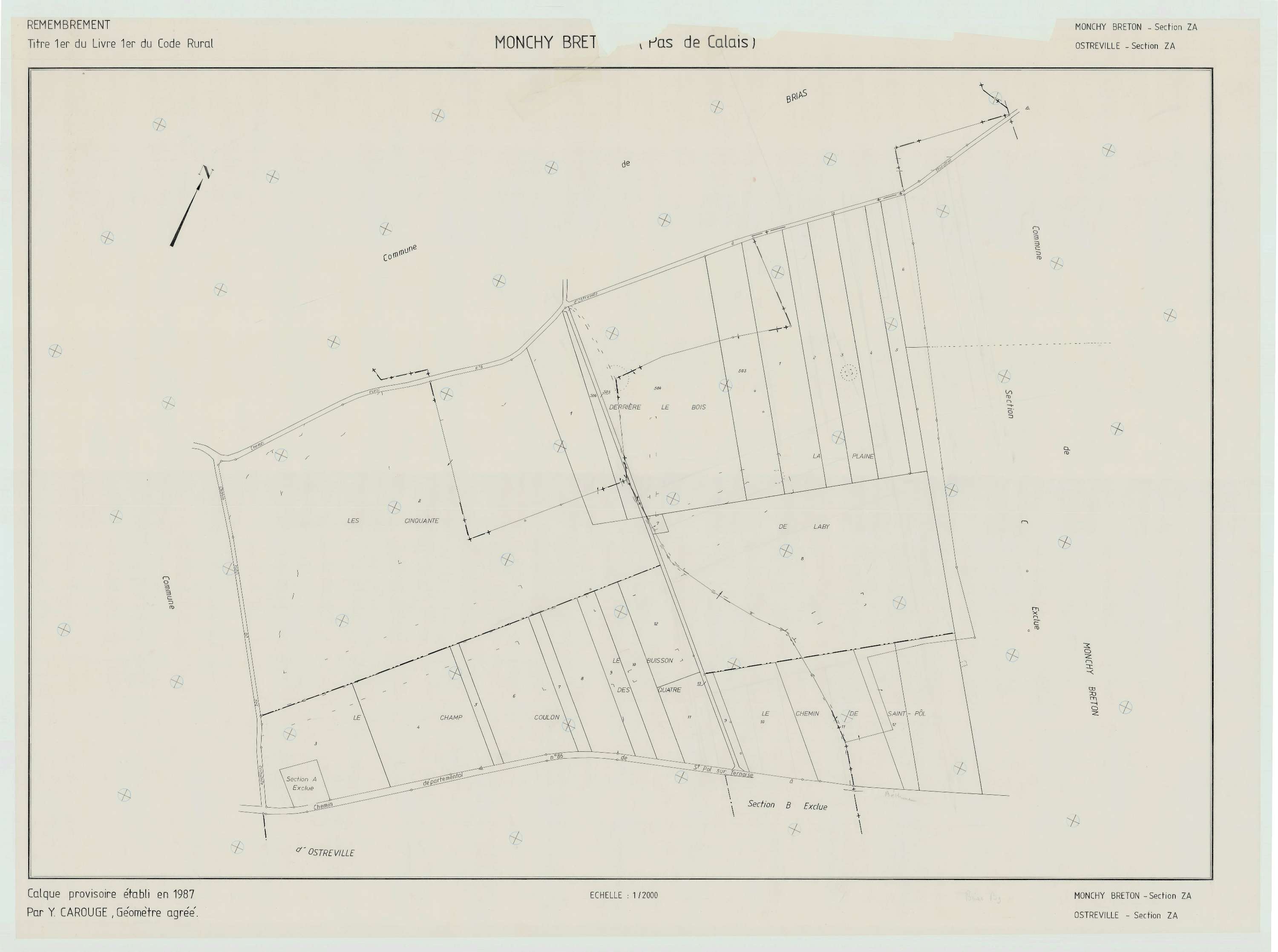 Monchy-Breton - Plan de remembrement : section ZA.