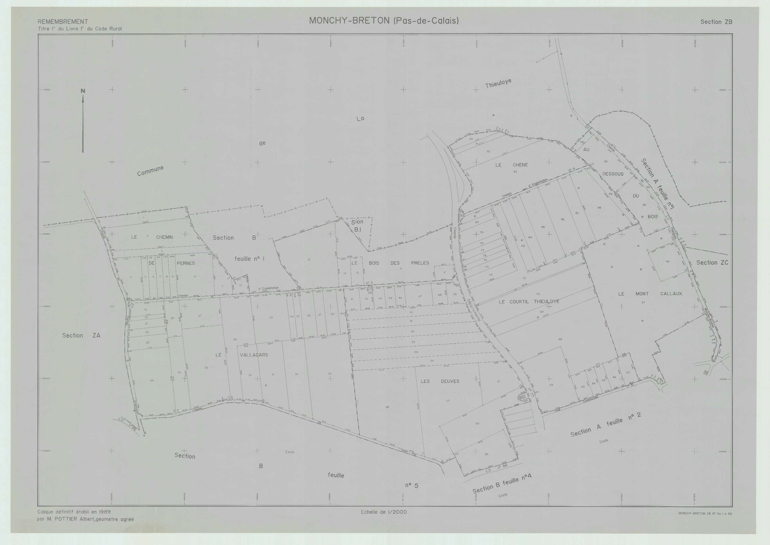 Monchy-Breton - Plan de remembrement : section ZB.
