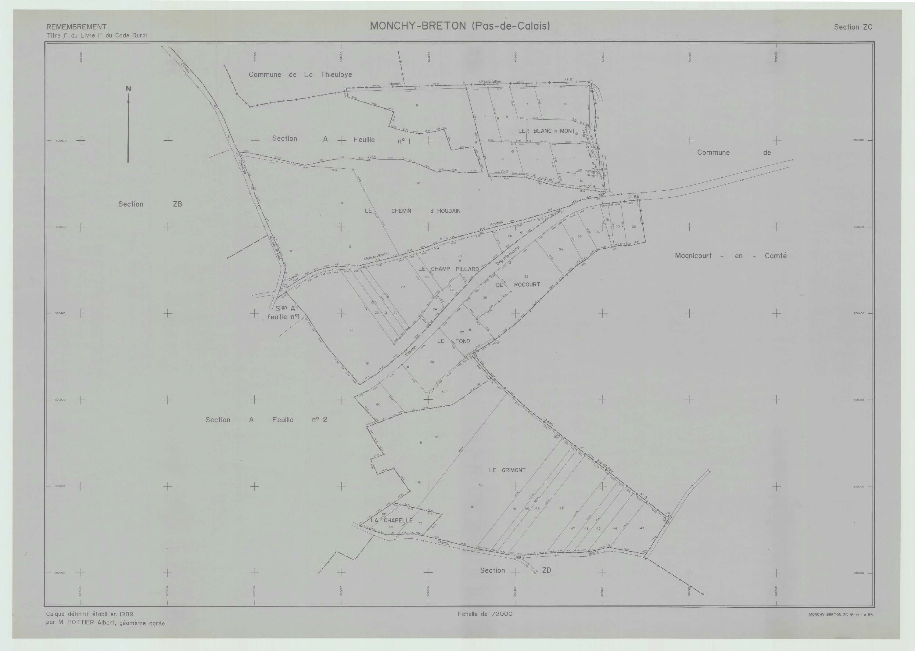 Monchy-Breton - Plan de remembrement : section ZC.