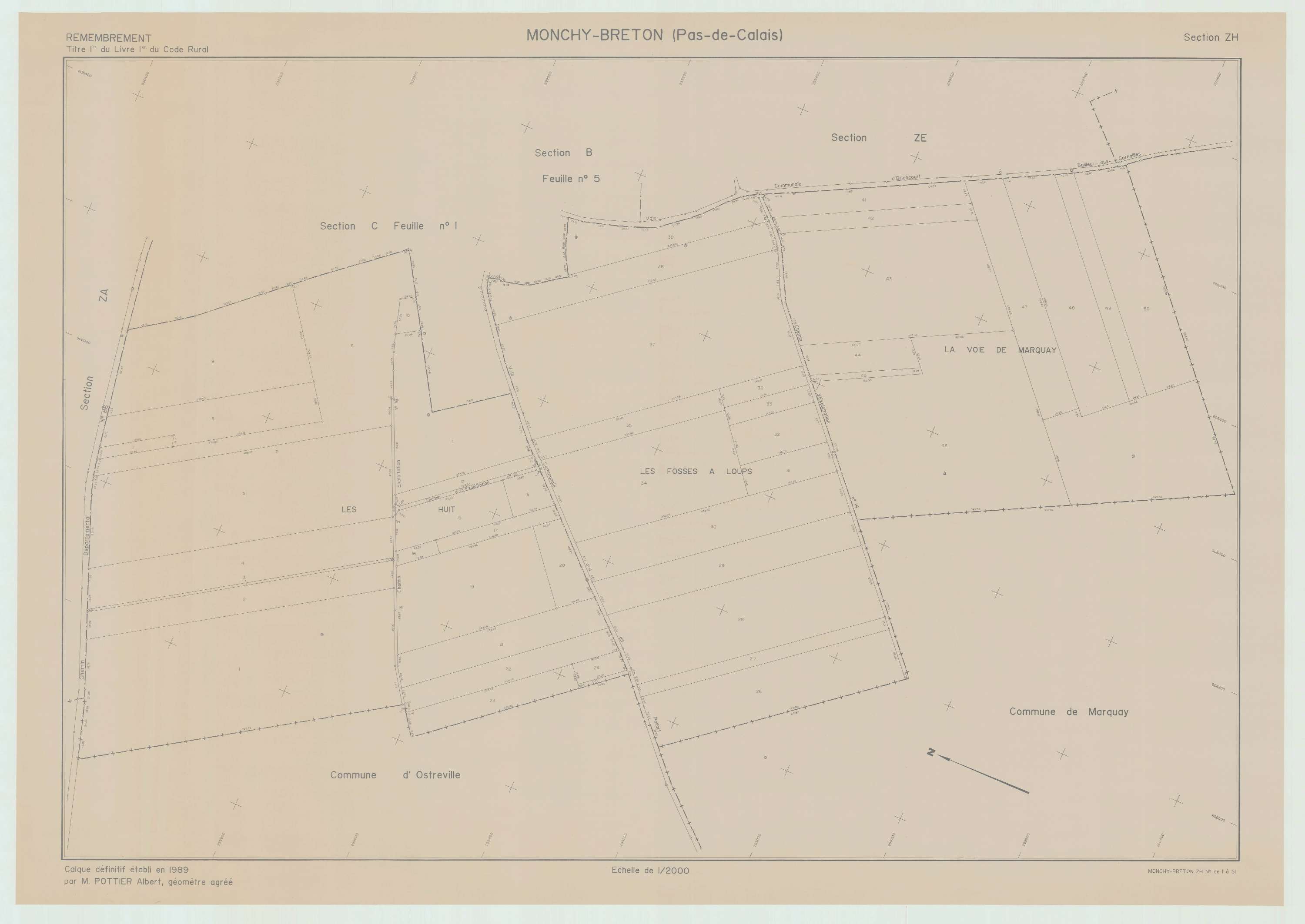 Monchy-Breton - Plan de remembrement : section ZH.