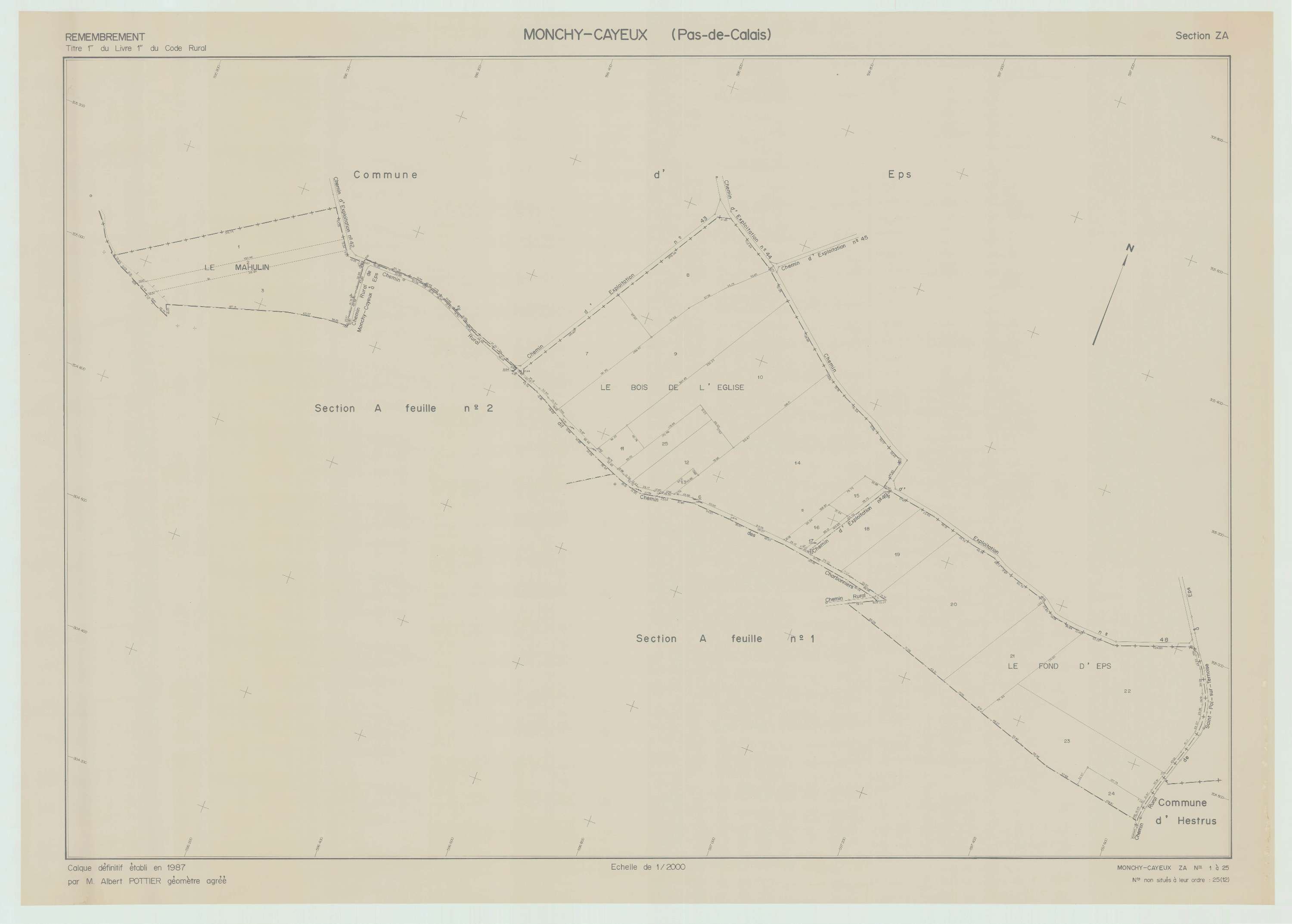 Monchy-Cayeux - Plan de remembrement : section ZA.