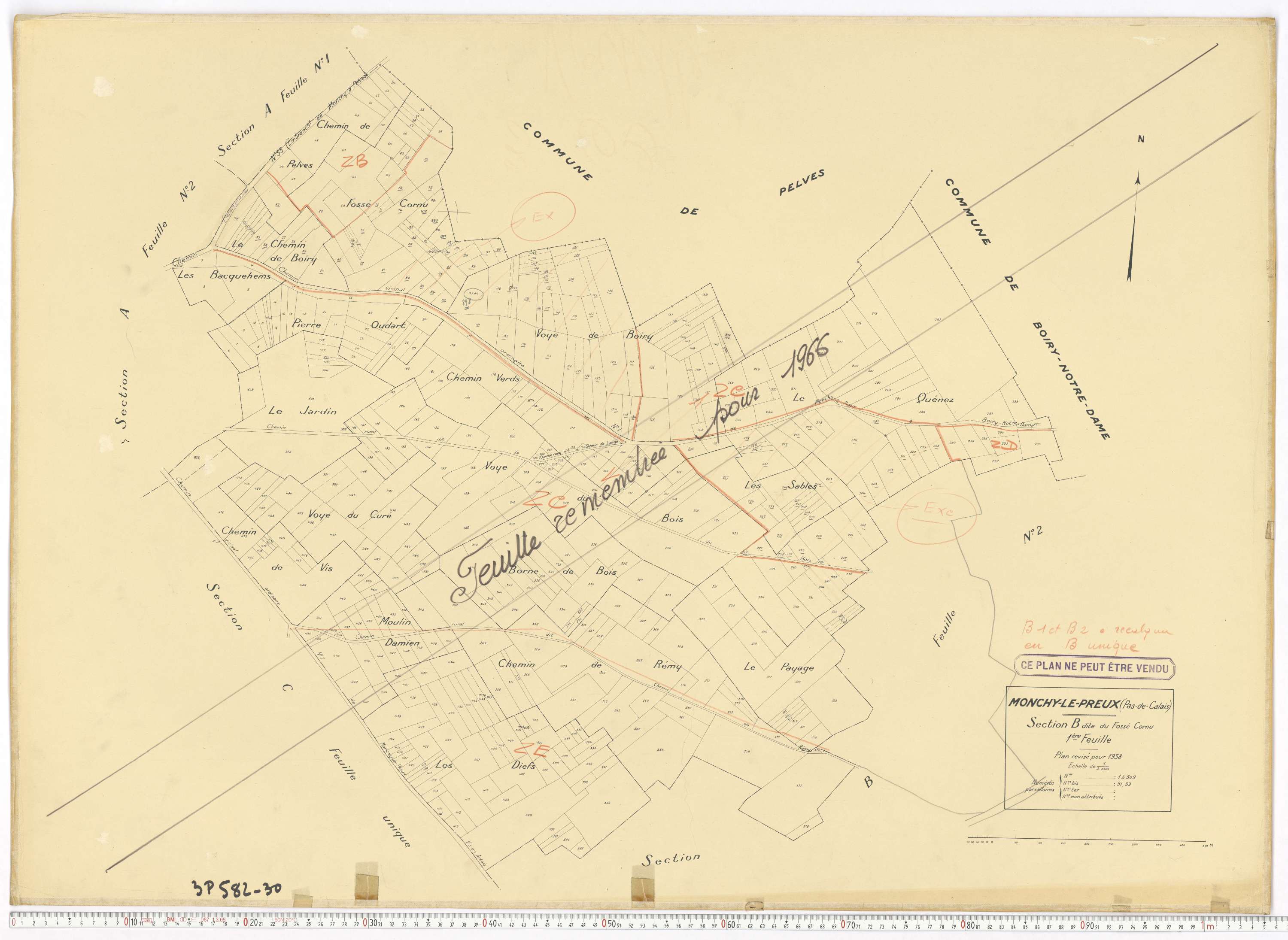 Monchy-le-Preux - Section B, feuille 1.