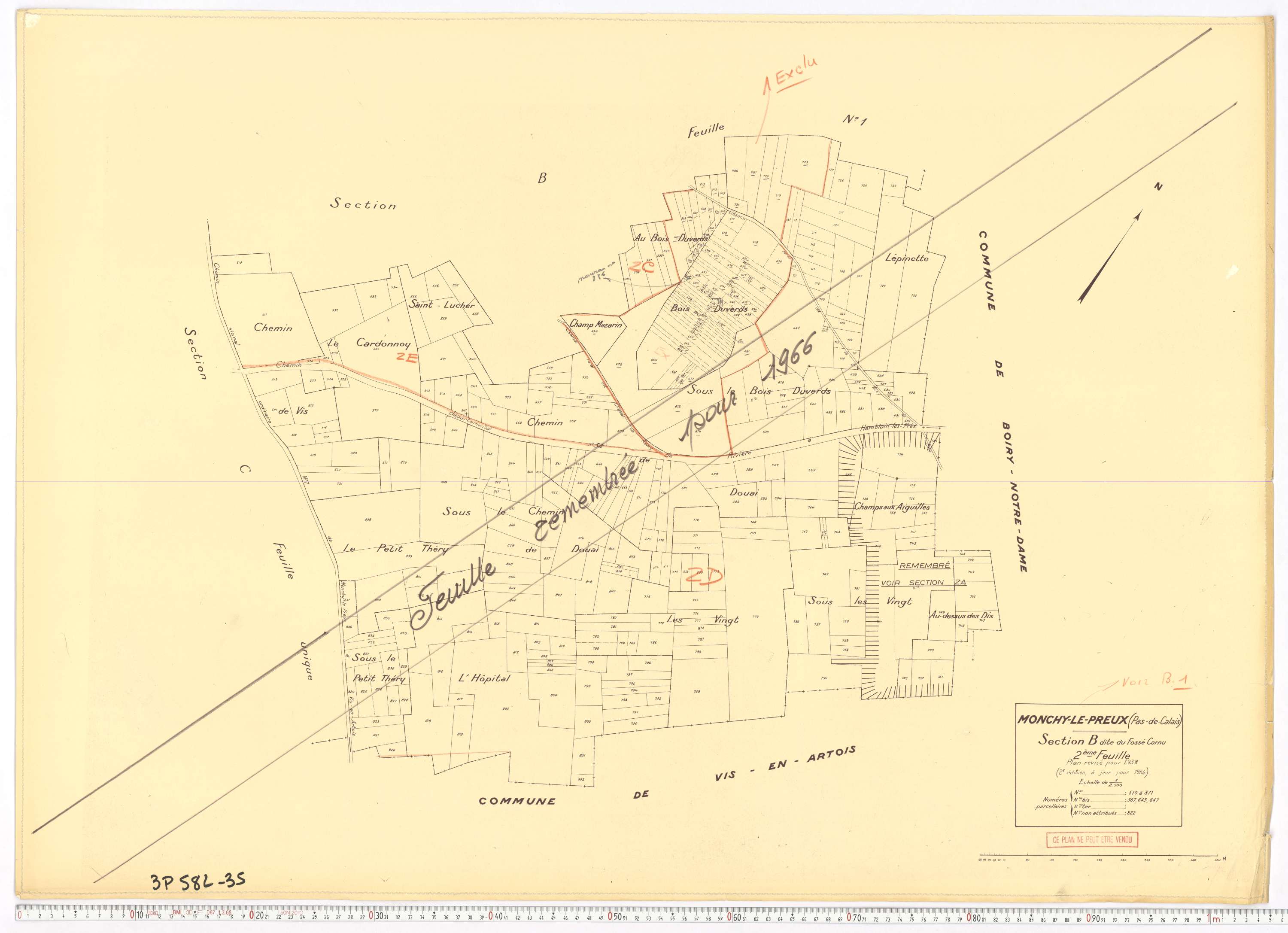 Monchy-le-Preux - Section B, feuille 2.