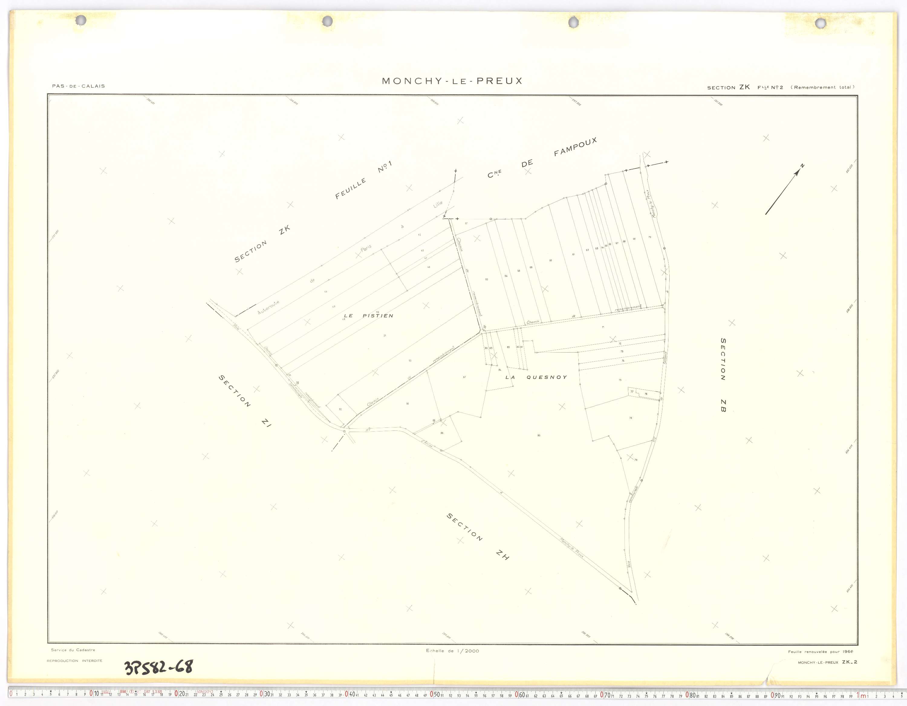 Monchy-le-Preux - Section ZK, feuille 2.