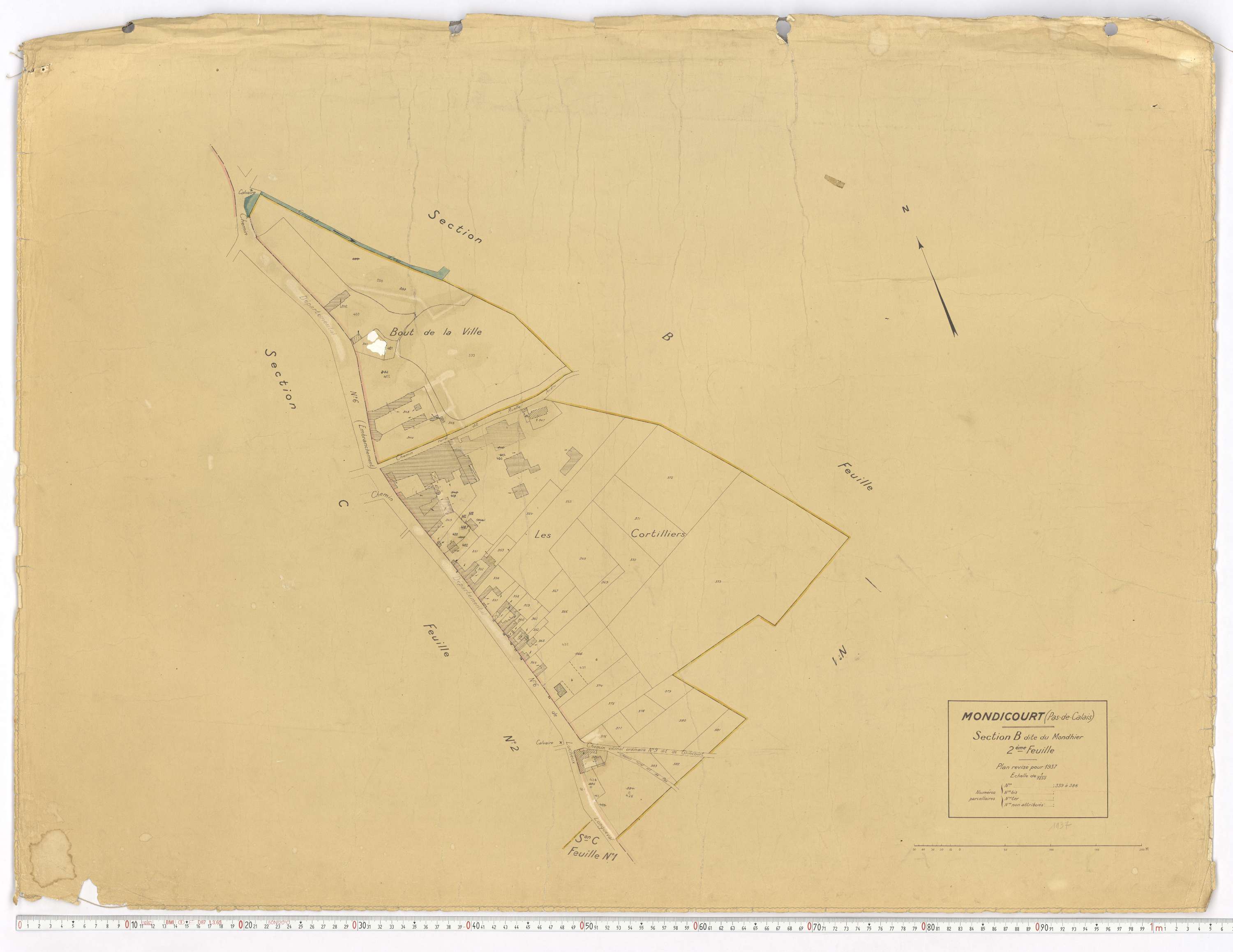 Mondicourt - Section B, feuille 2.