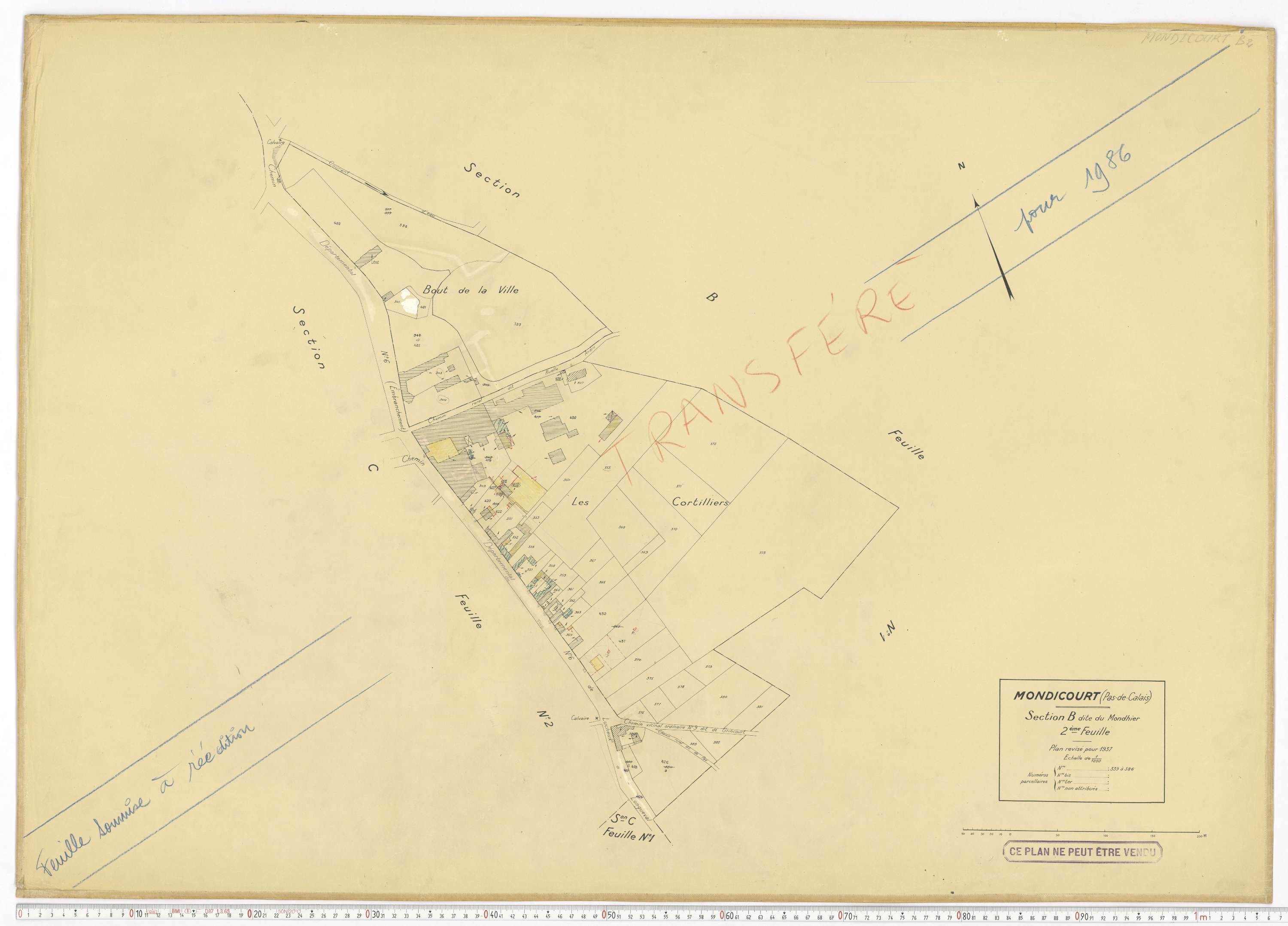 Mondicourt - Section B, feuille 2.