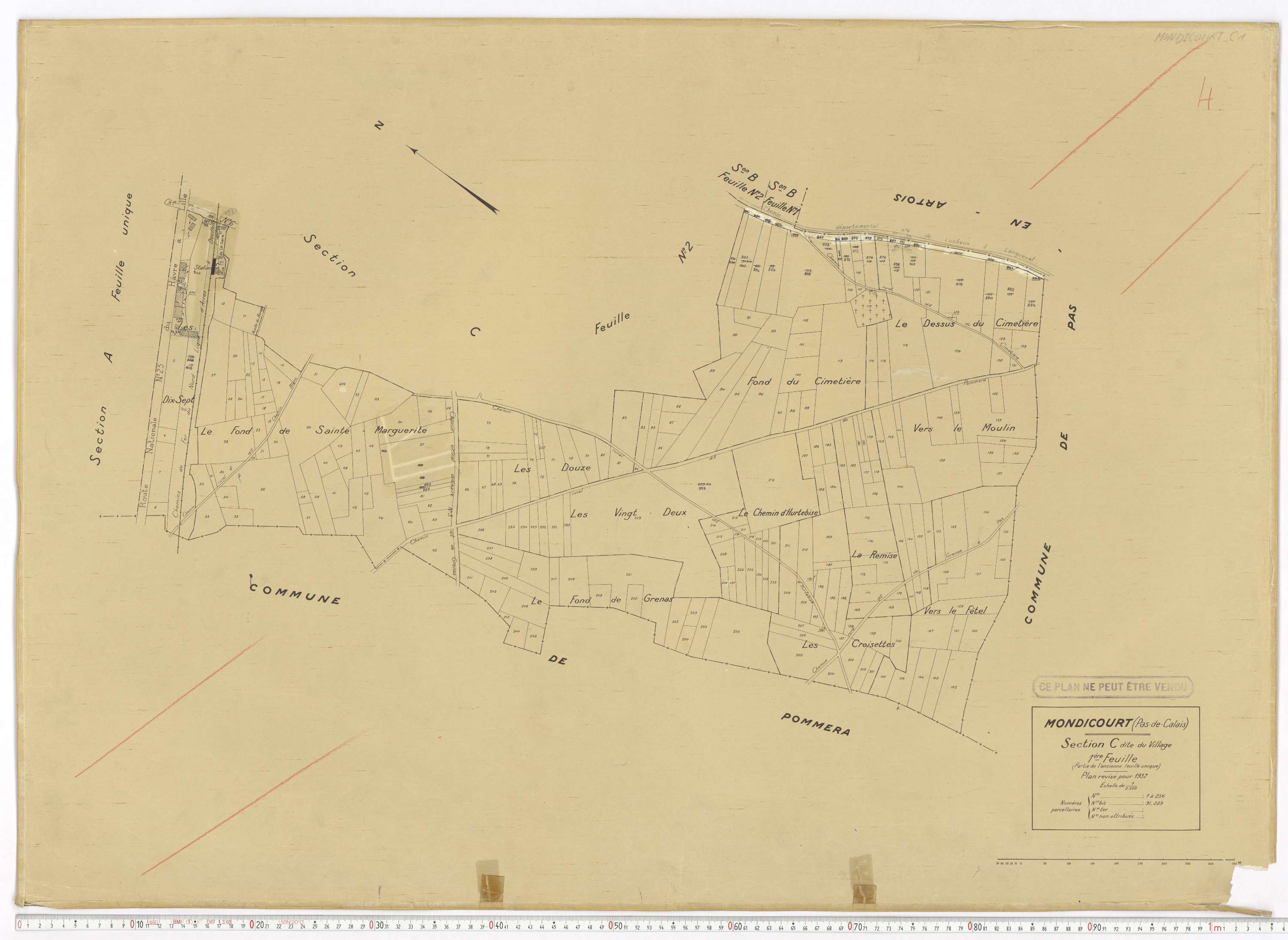 Mondicourt - Section C, feuille 1.