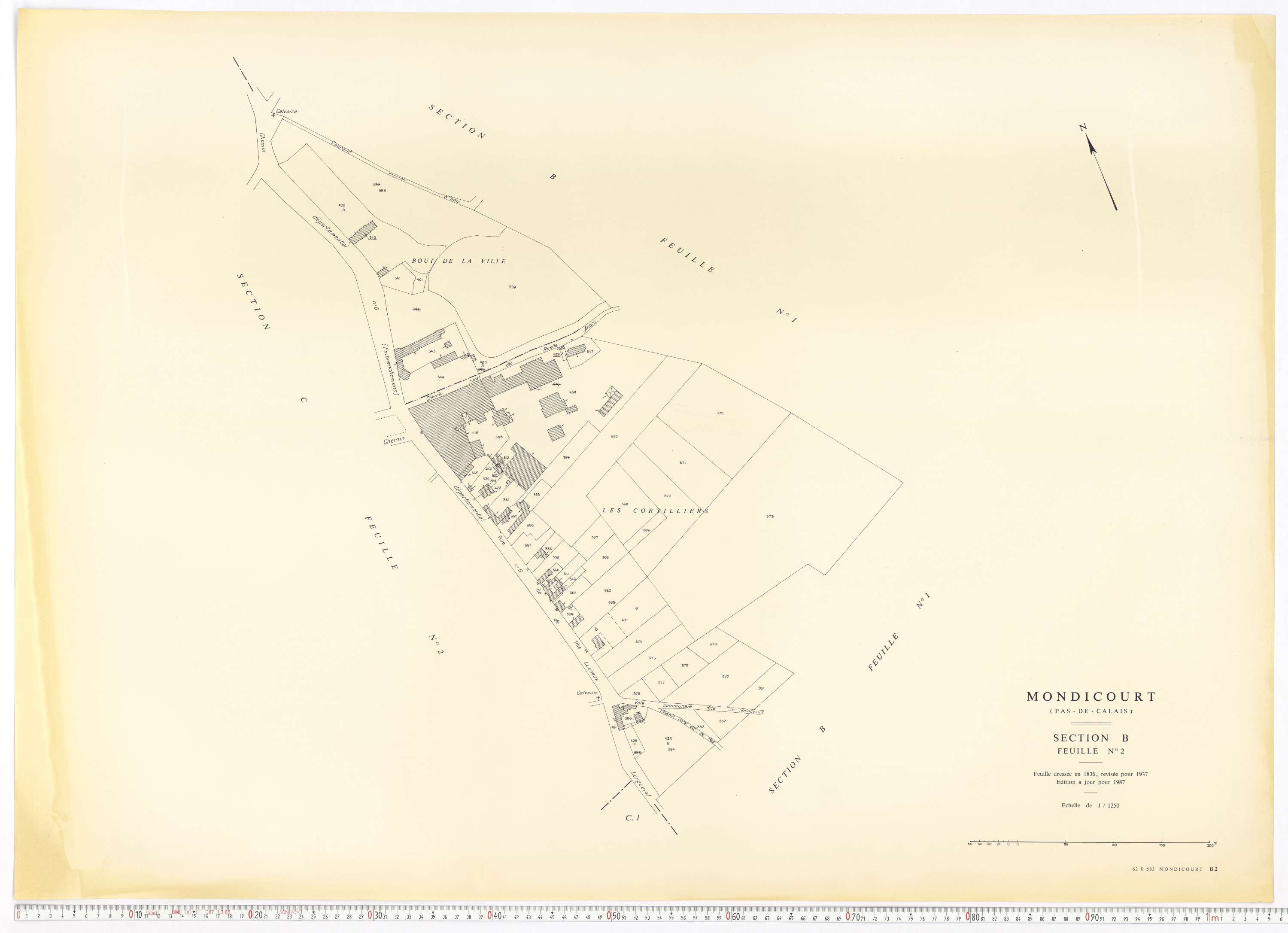 Mondicourt - Section B, feuille 2.