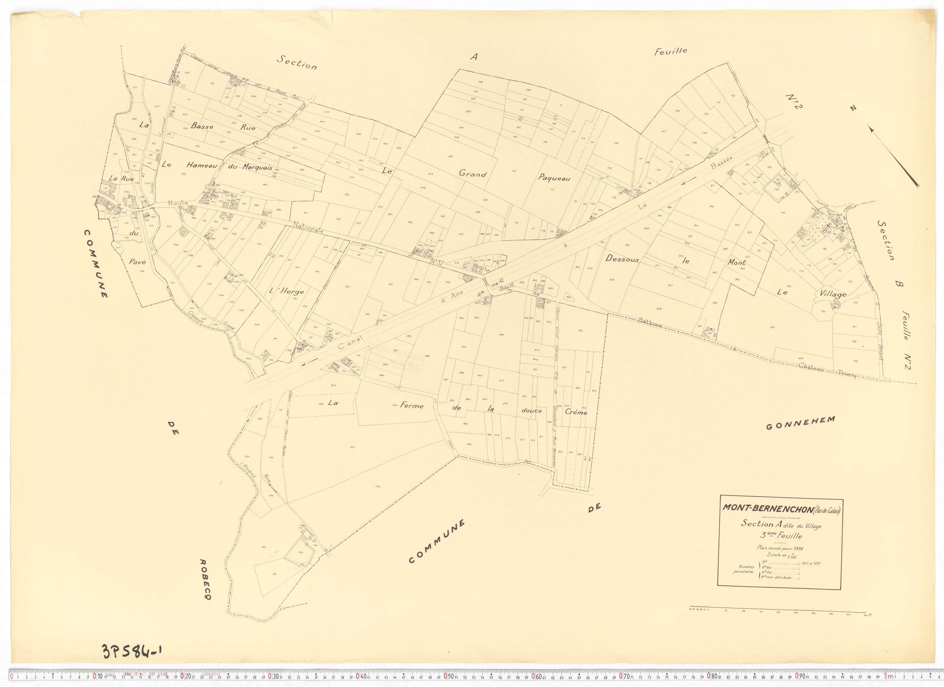 Mont-Bernanchon - Section A, feuille 3.