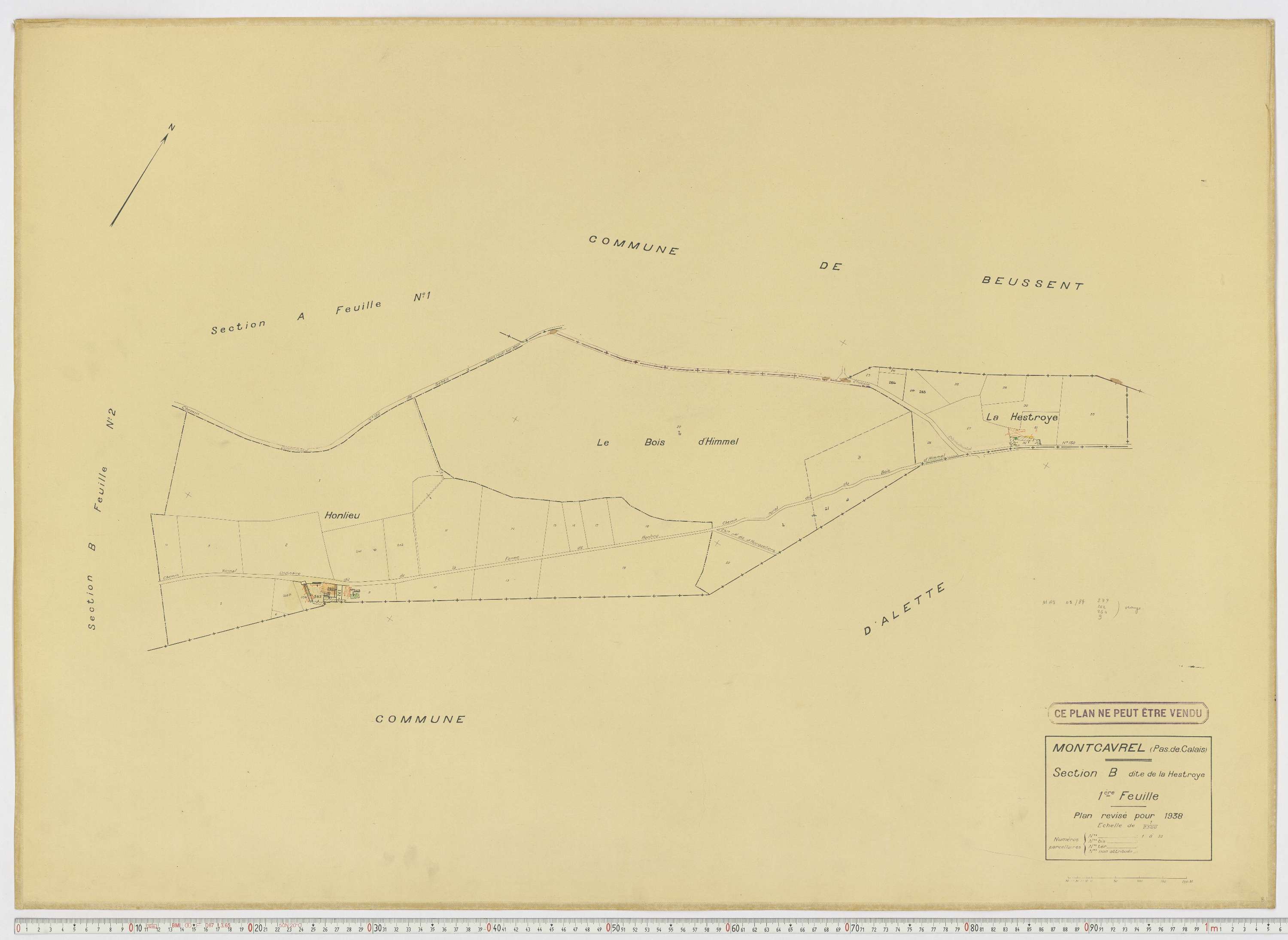 Montcavrel - Section B, feuille 1.