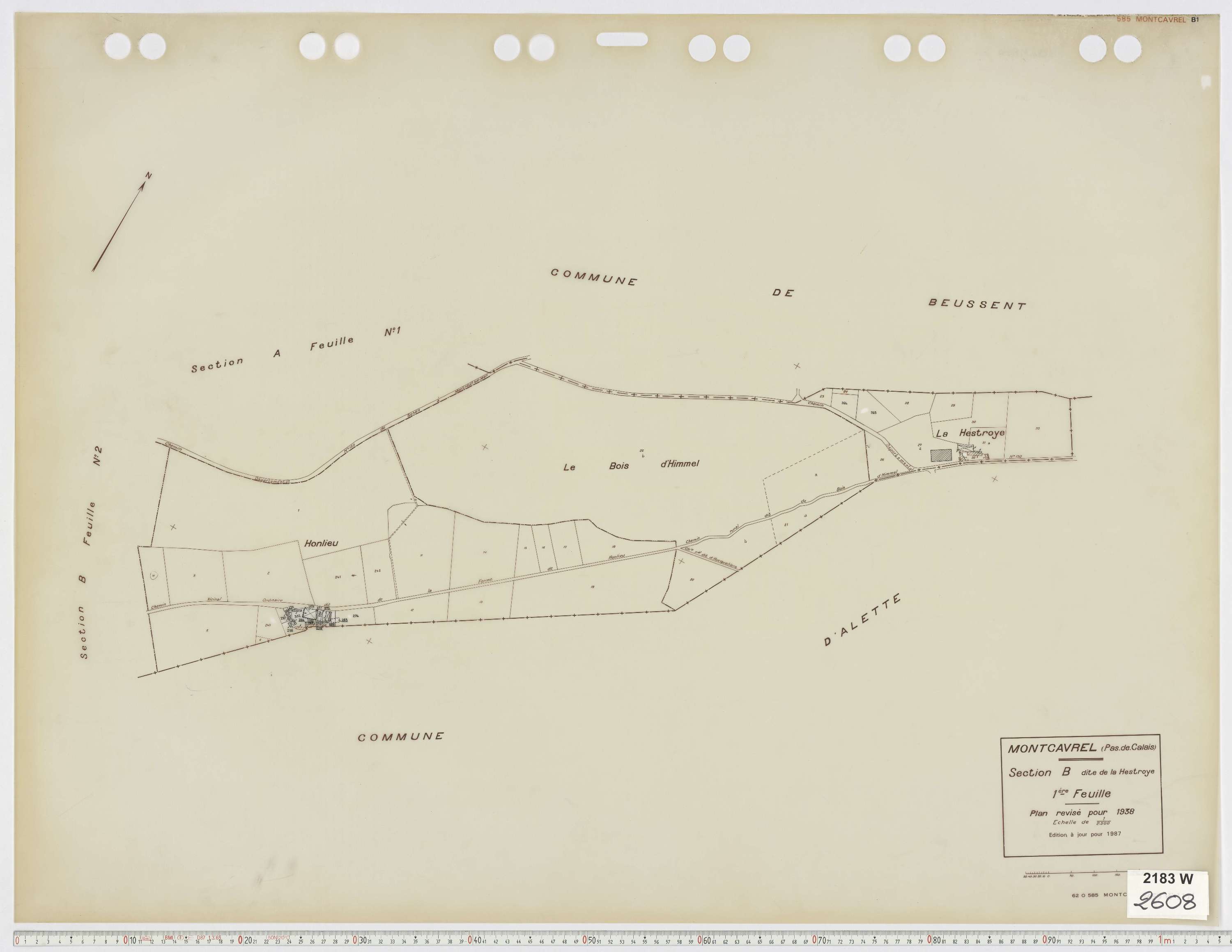 Montcavrel - Section B, feuille 1.
