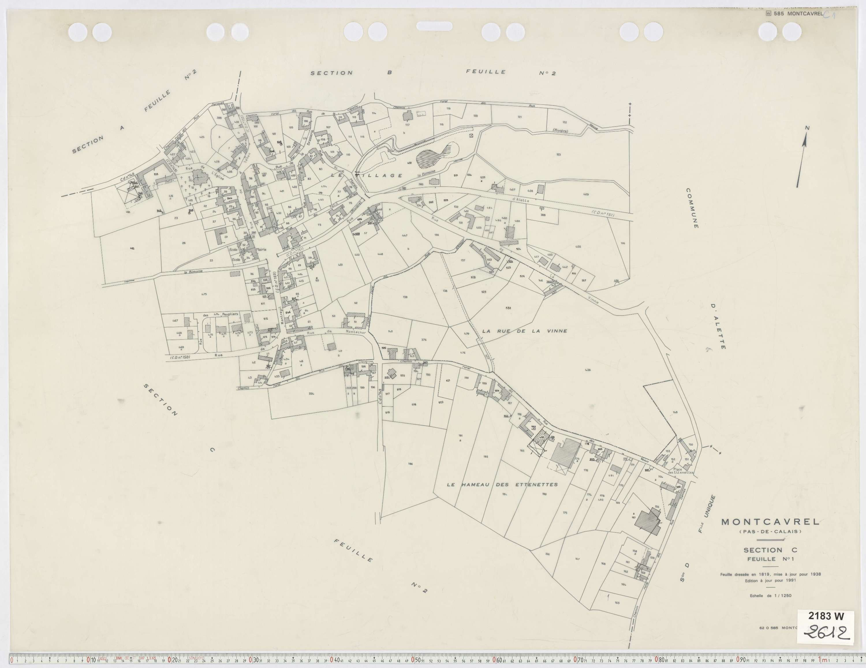 Montcavrel - Section C, feuille 1.