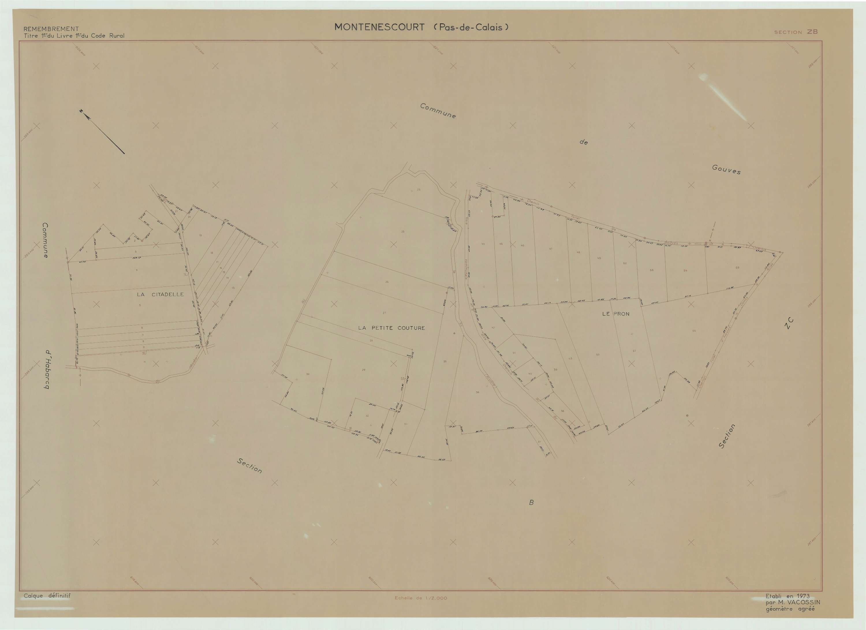 Montenescourt - Plan de remembrement : section ZB.
