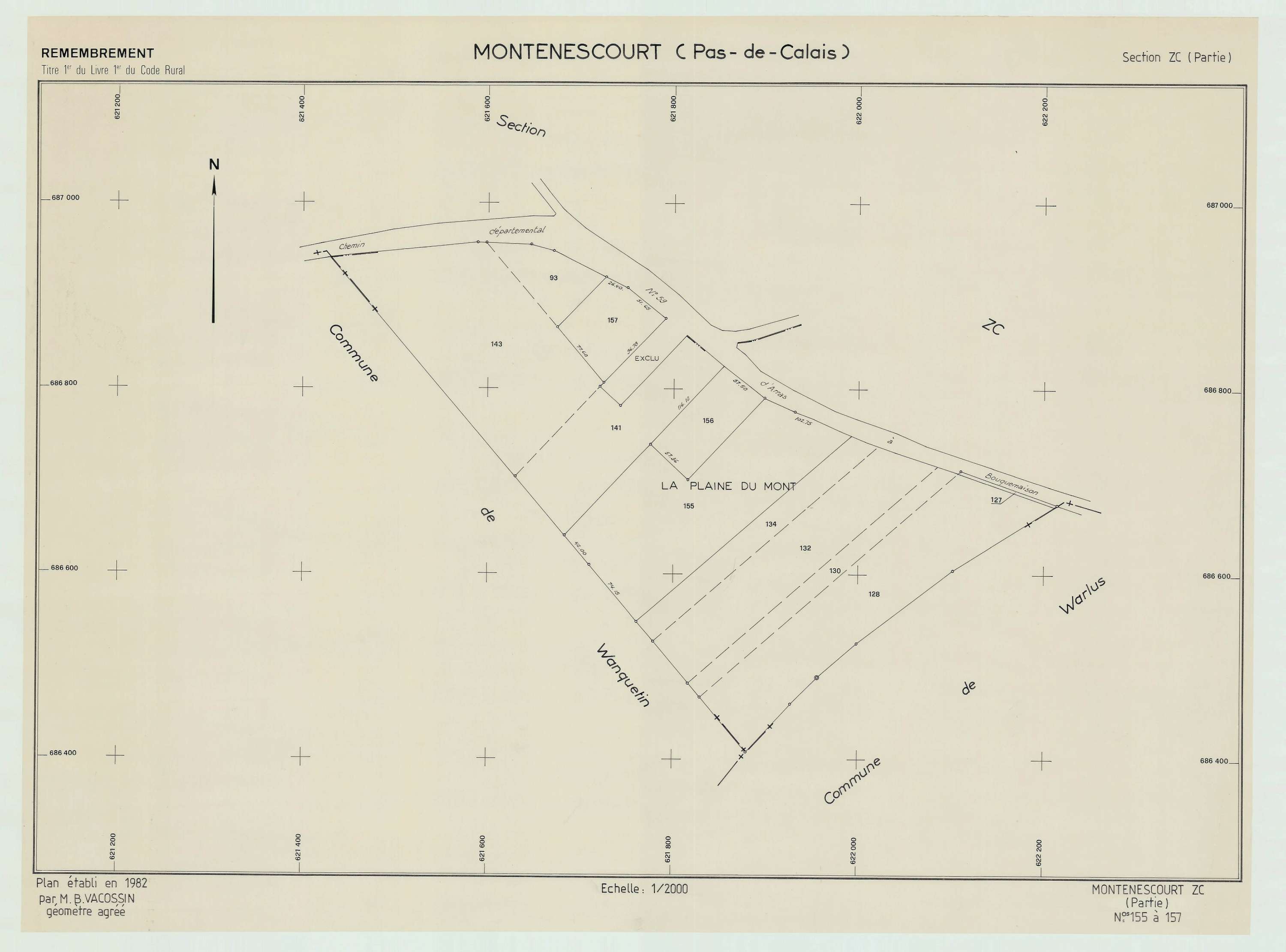 Montenescourt - Plan de remembrement : section ZC.