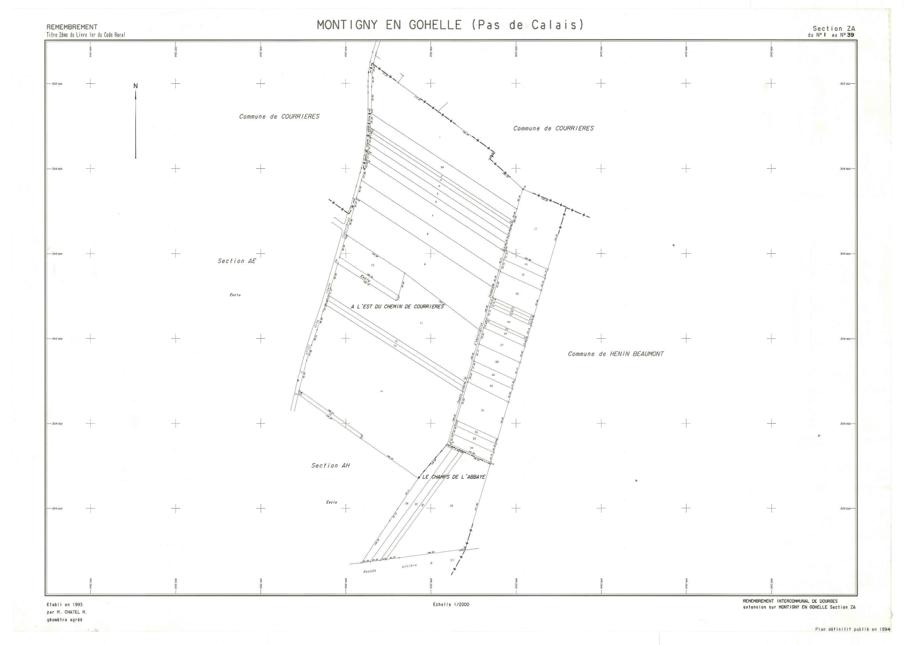 Montigny-en-Gohelle - Plan de remembrement : section ZA.