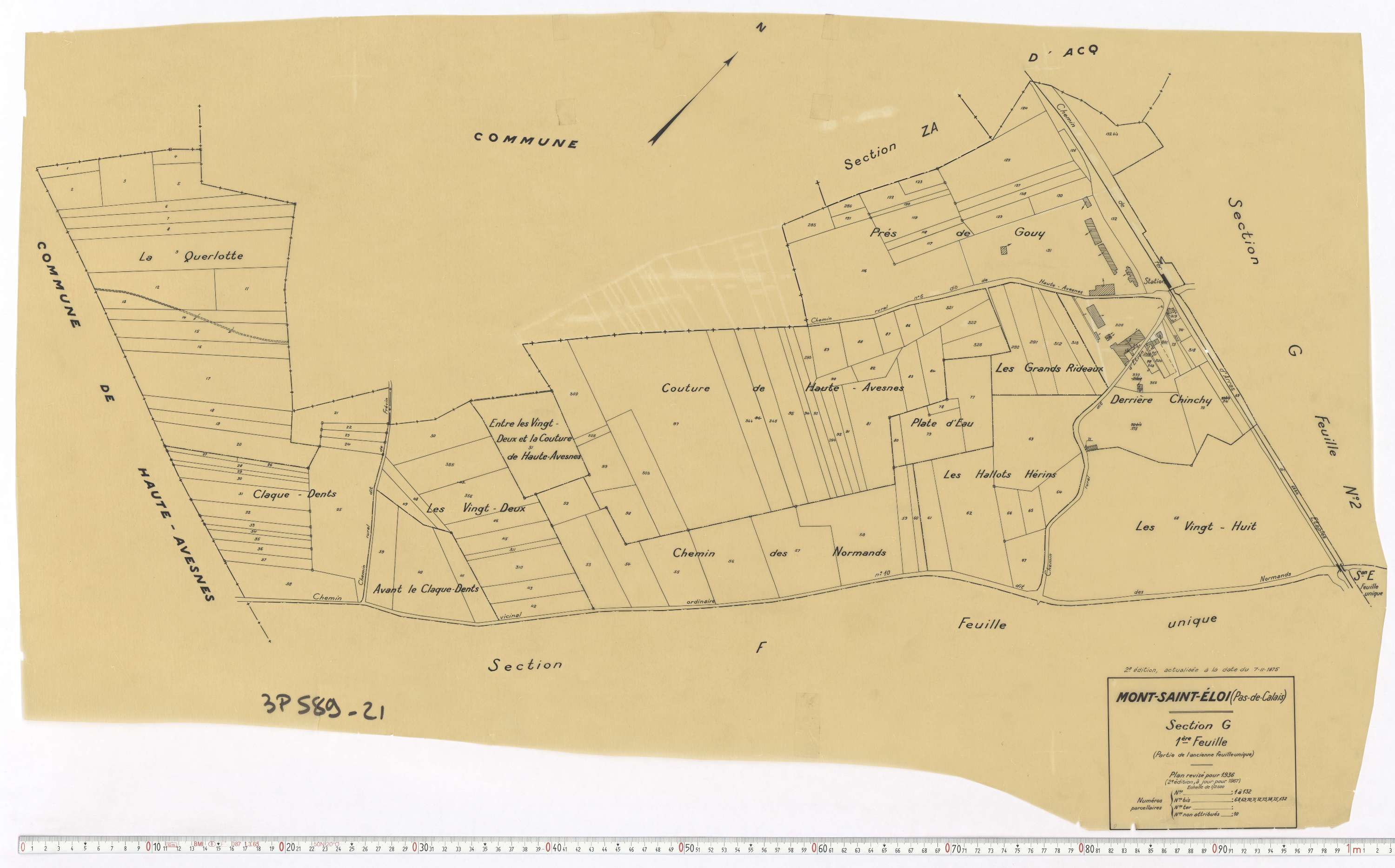 Mont-Saint-Éloi - Section G, feuille 1.