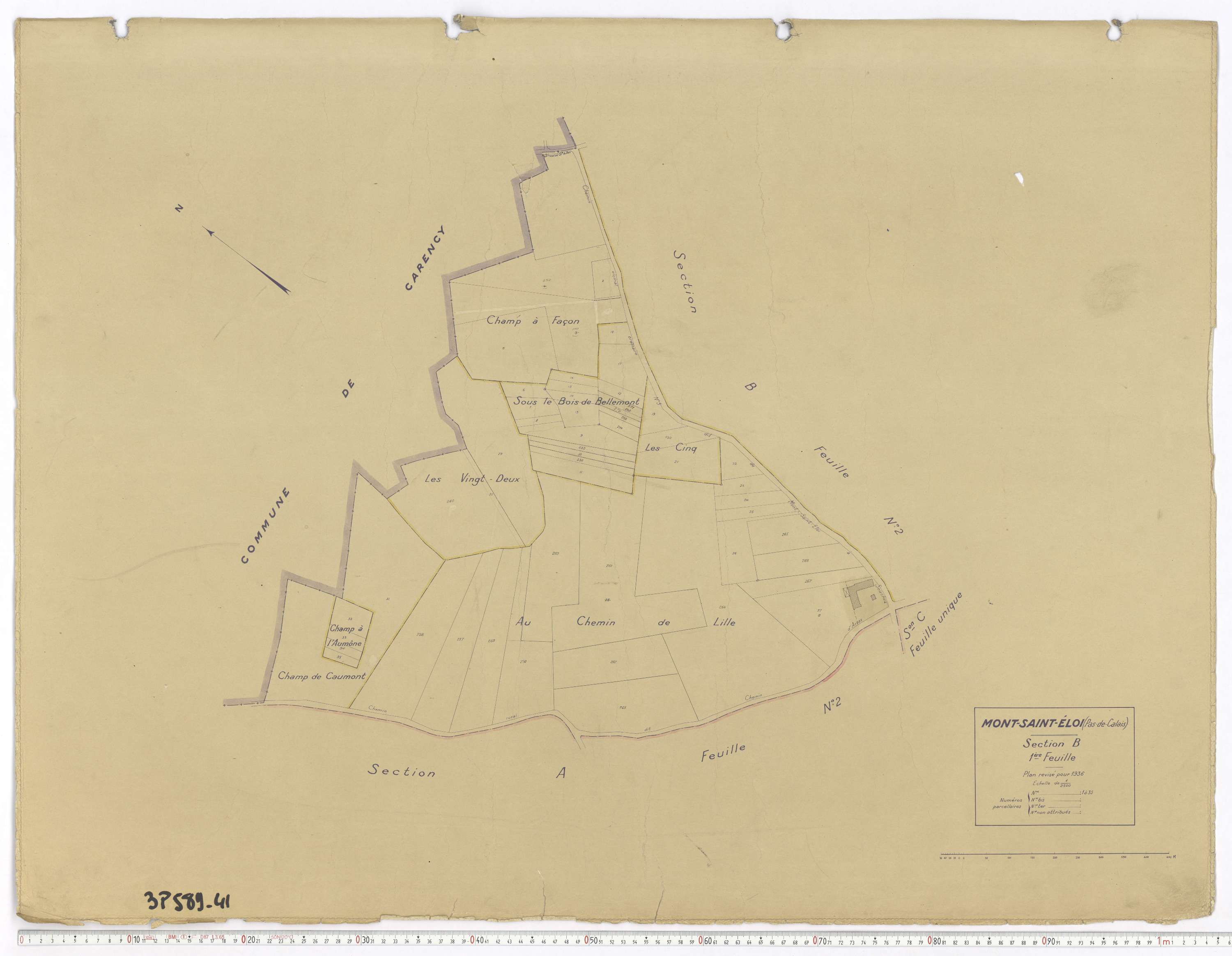 Mont-Saint-Éloi - Section B, feuille 1.