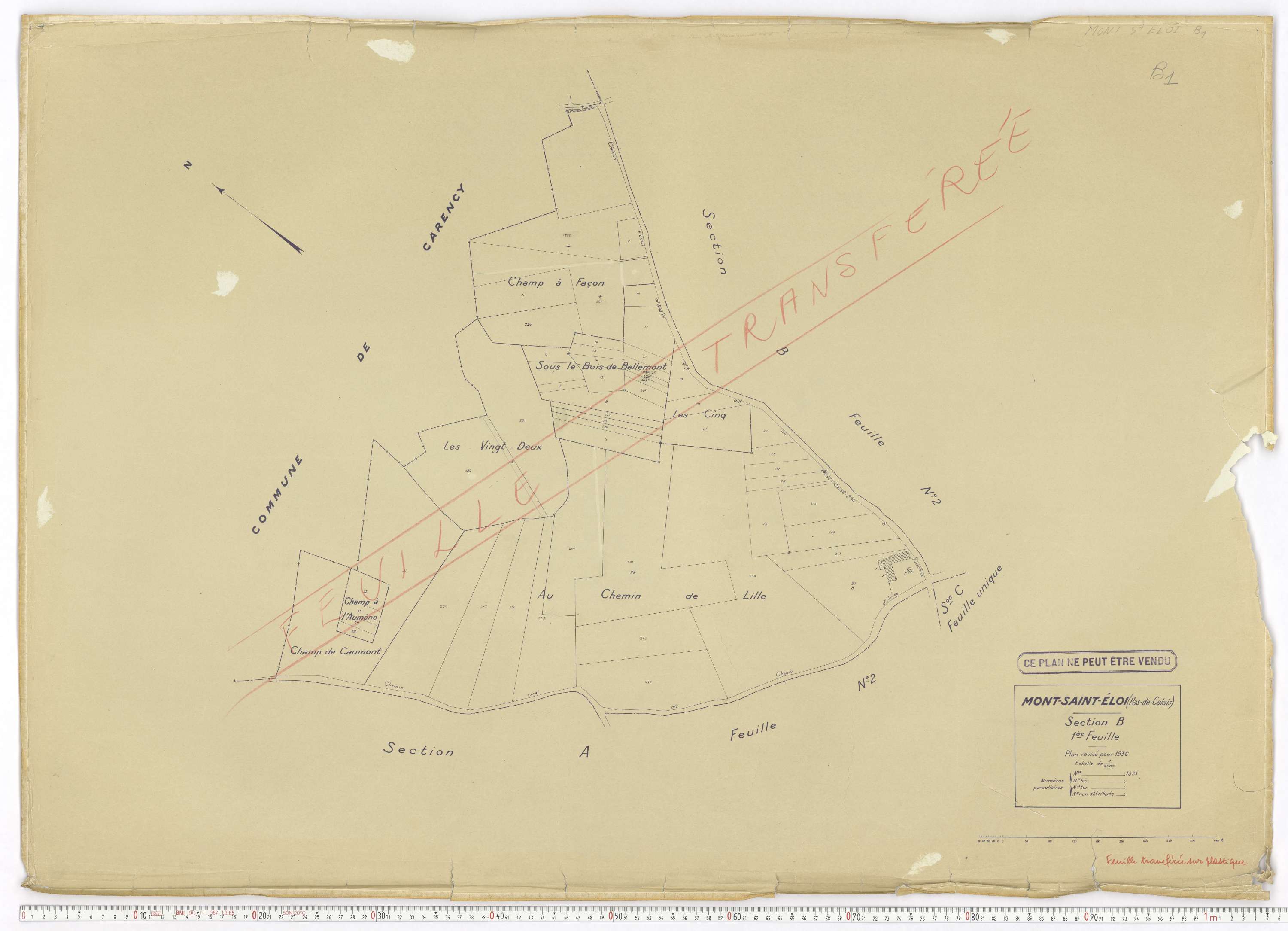 Mont-Saint-Éloi - Section B, feuille 1.