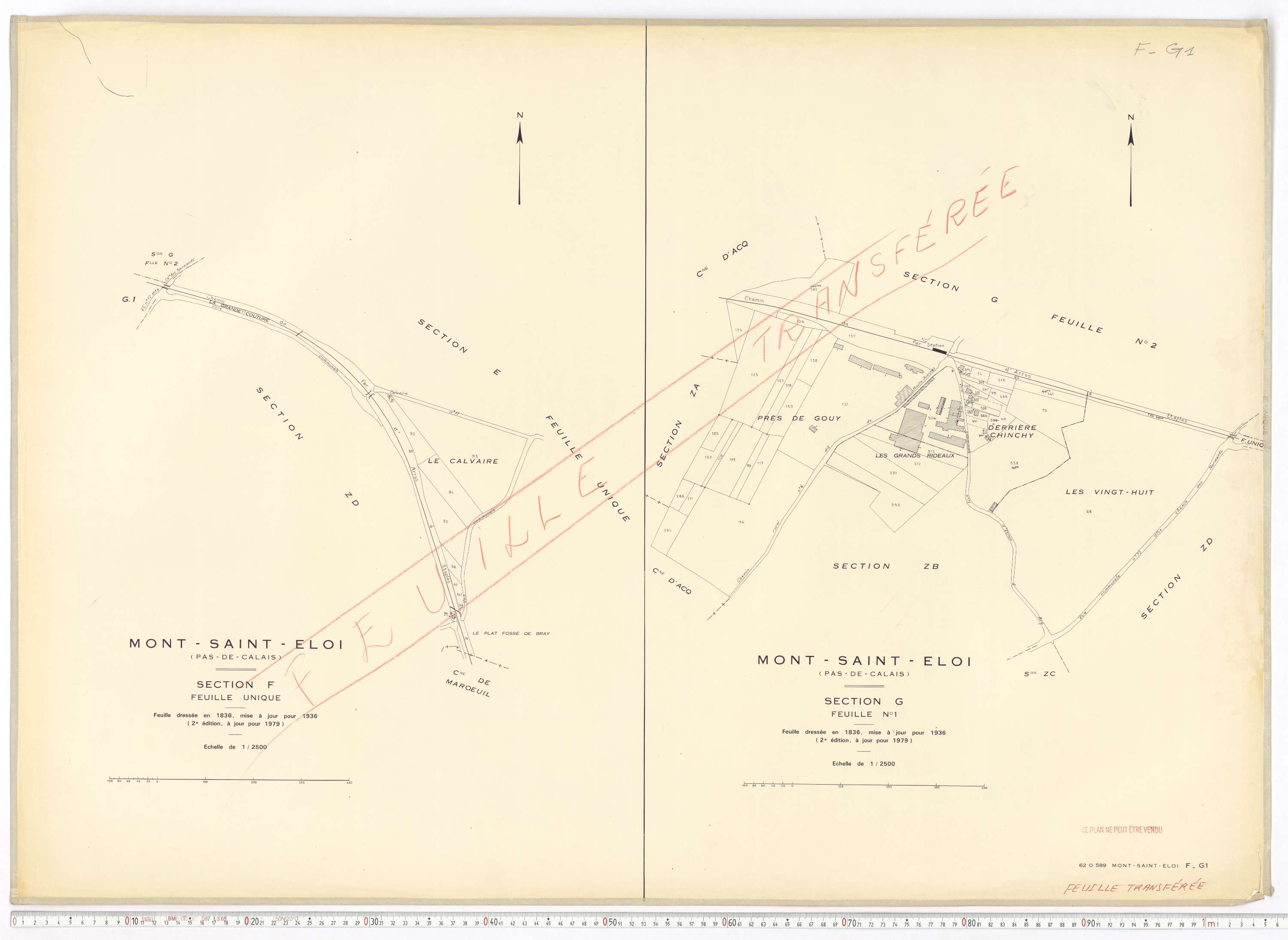 Mont-Saint-Éloi - Section F. Section G, feuille 1.