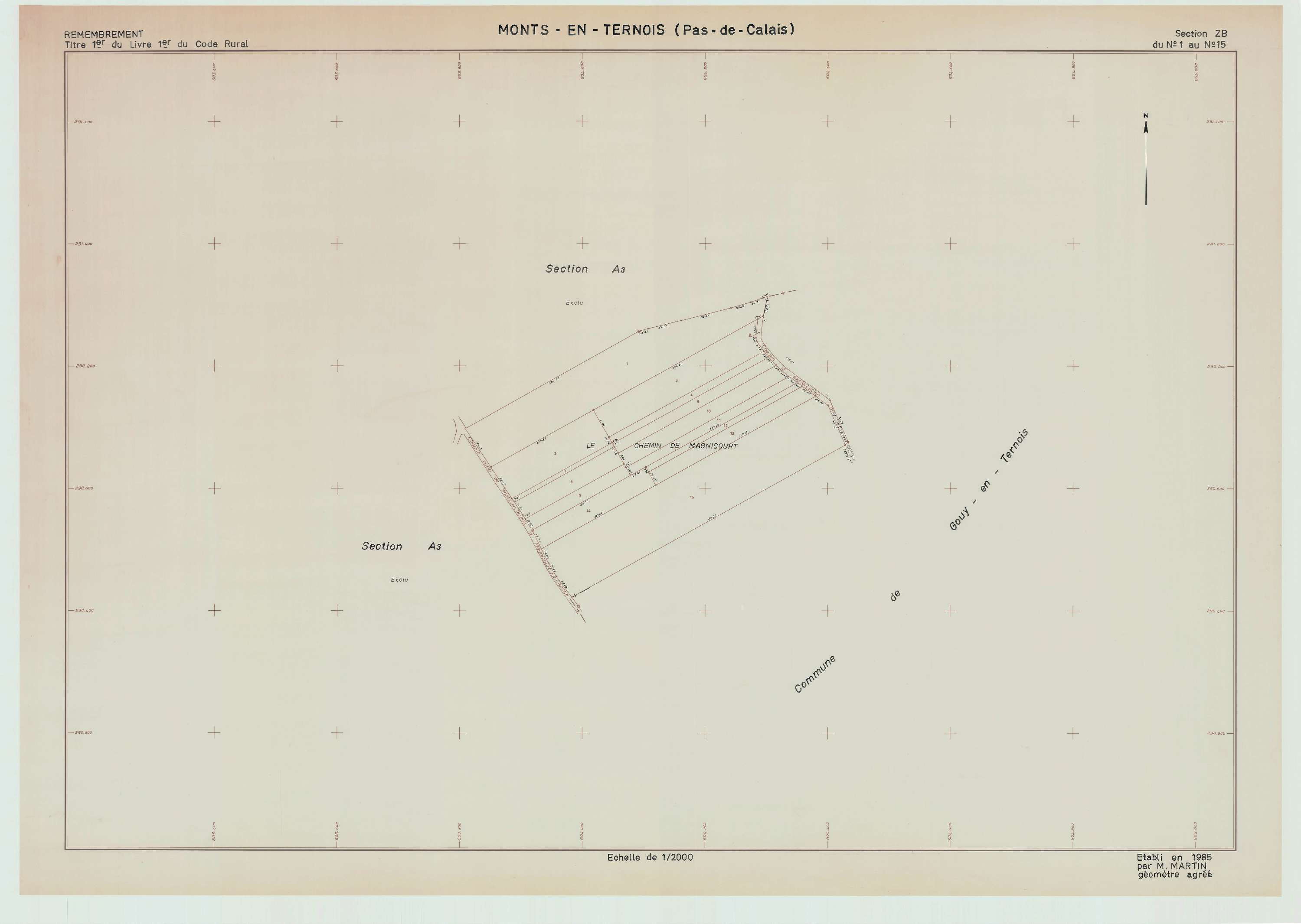 Monts-en-Ternois - Plan de remembrement : section ZB.