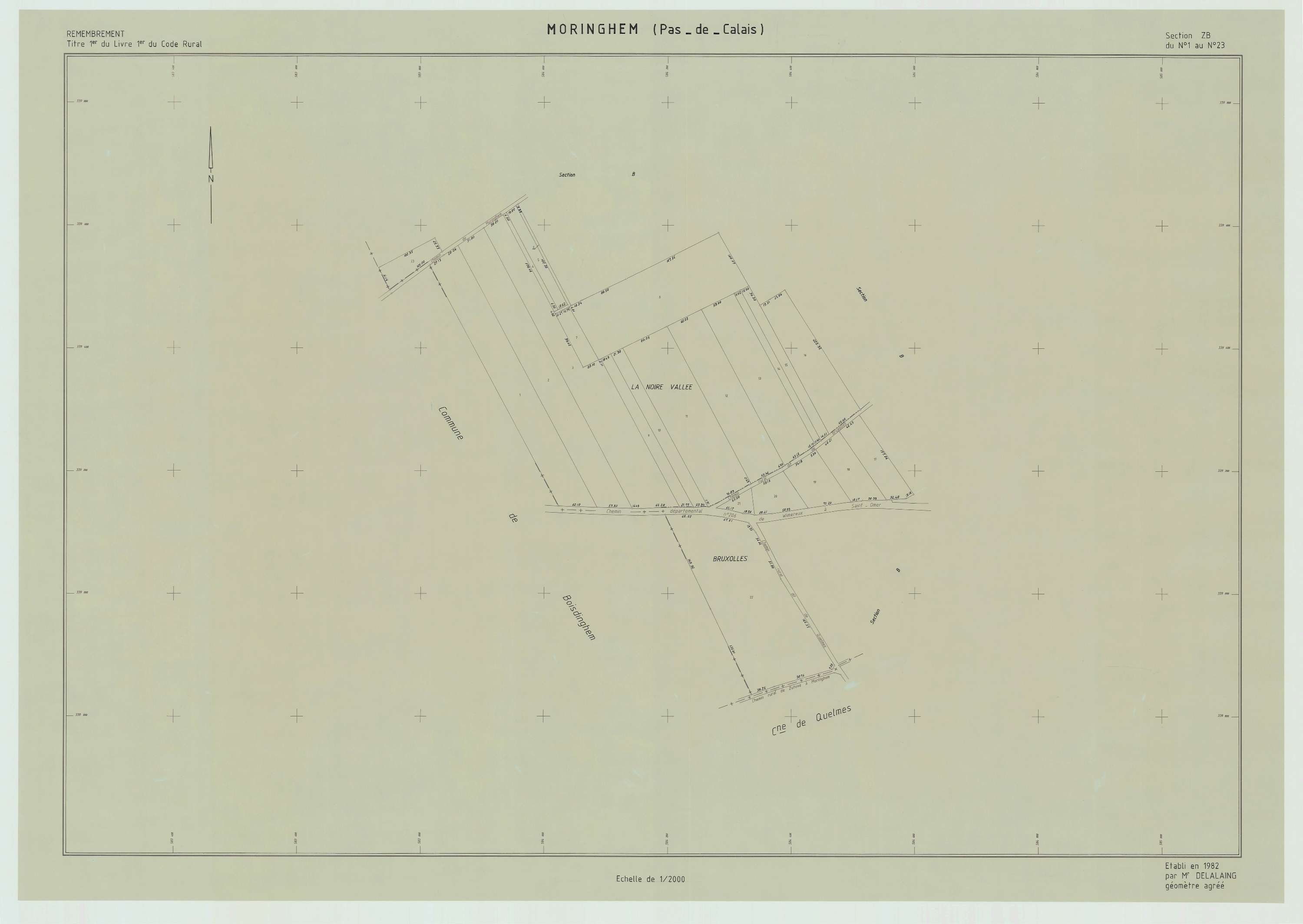 Moringhem - Plan de remembrement : section ZB.