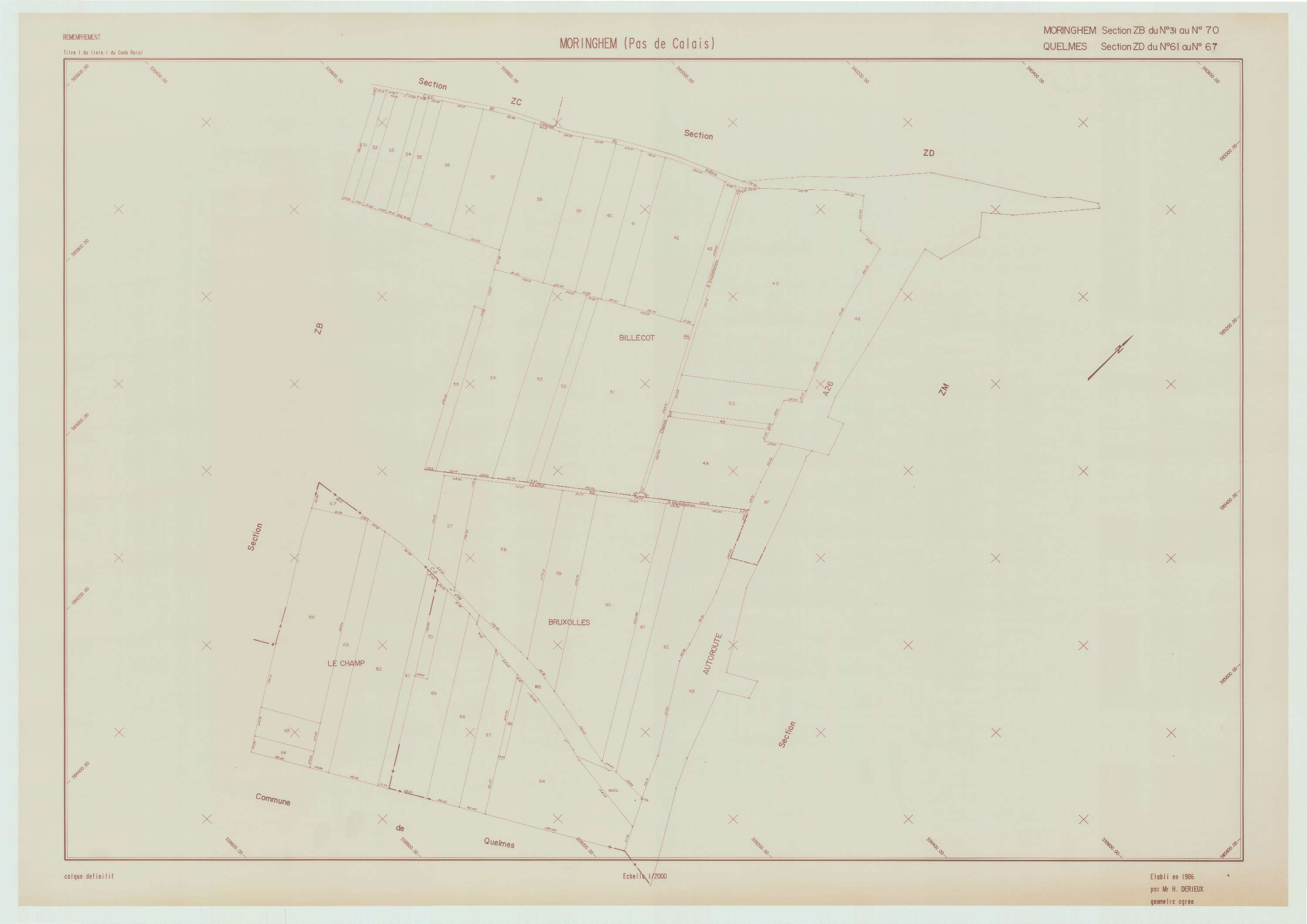 Moringhem - Plan de remembrement : section ZB.