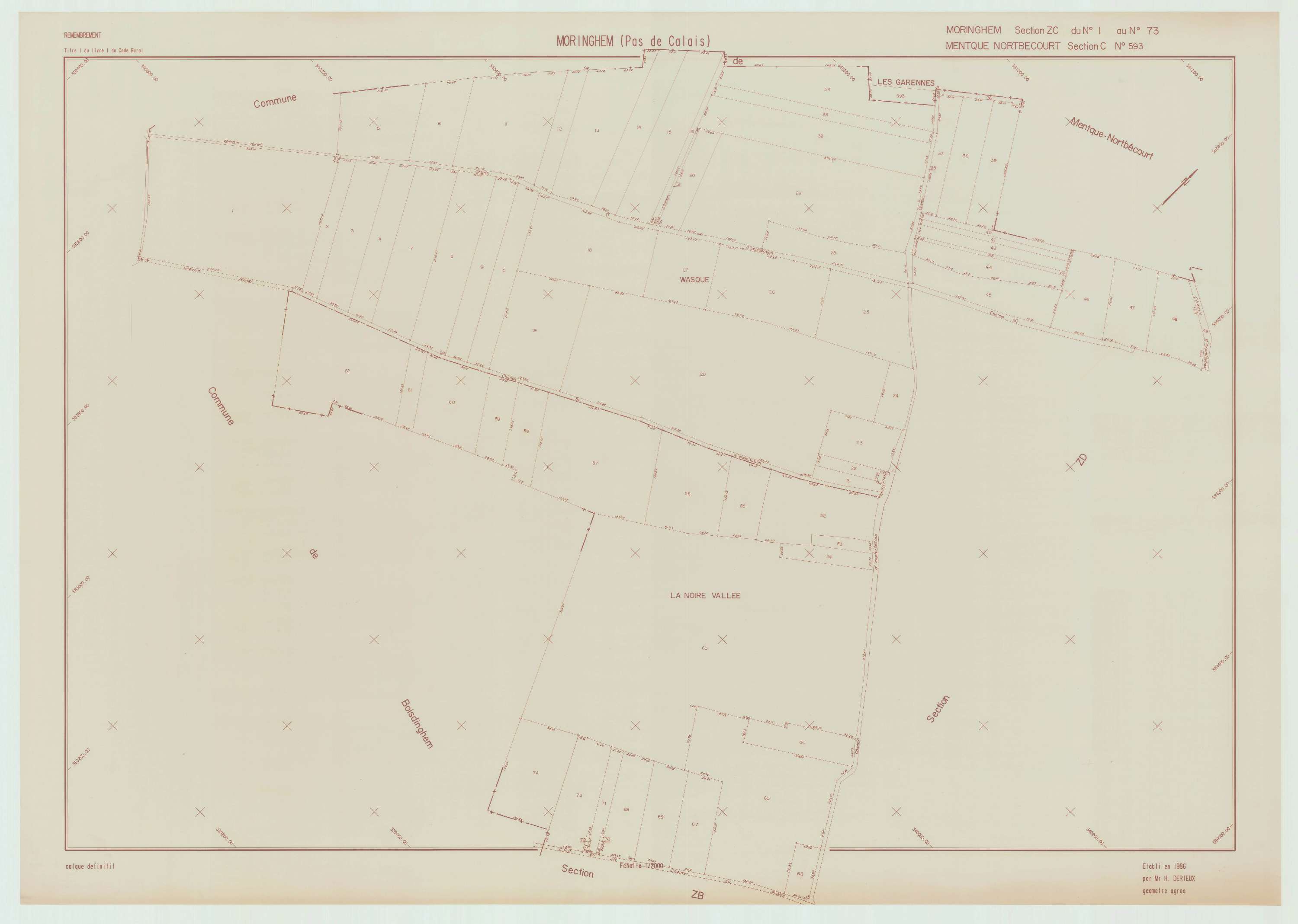 Moringhem - Plan de remembrement : section ZC.