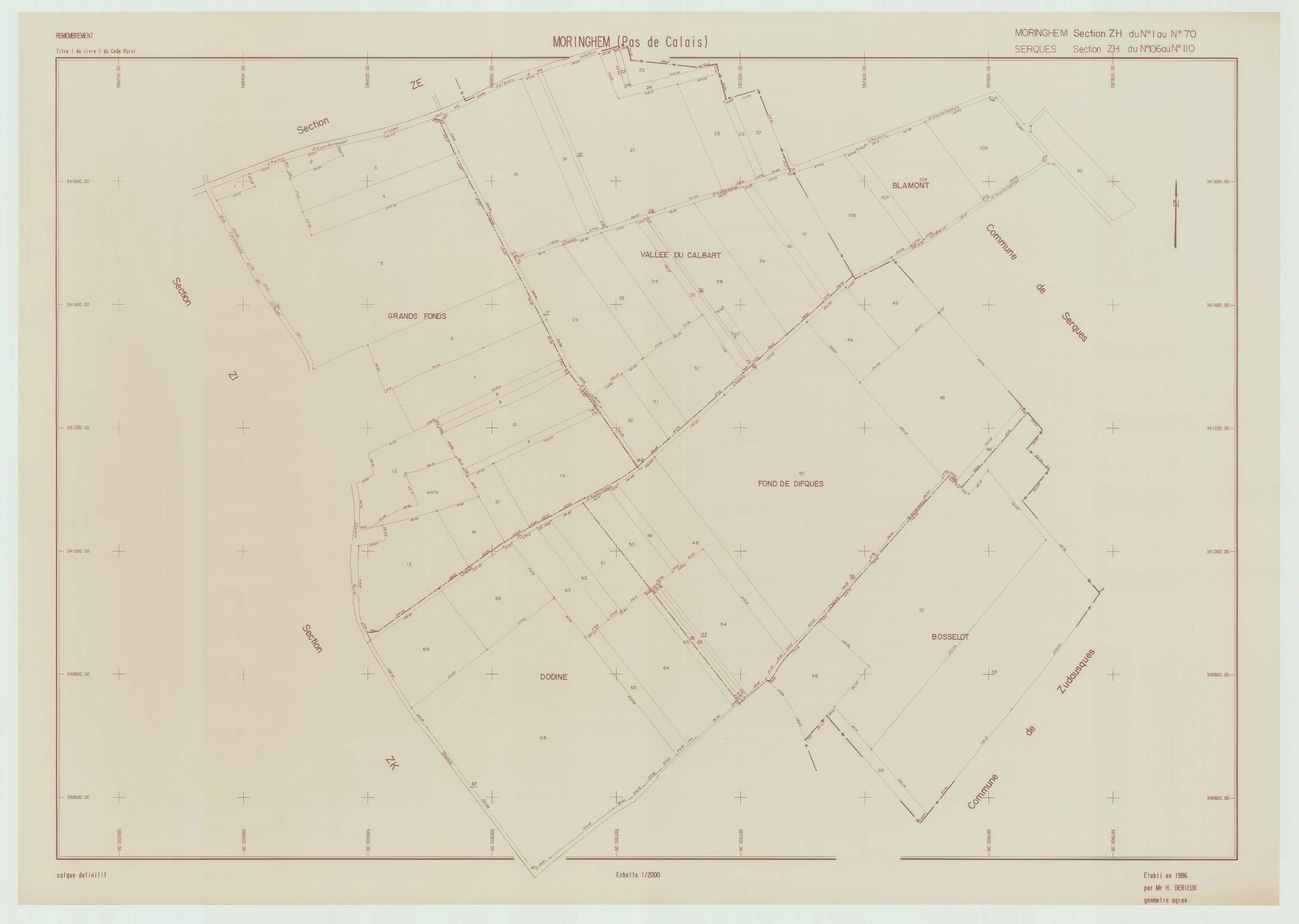 Moringhem - Plan de remembrement : section ZH.
