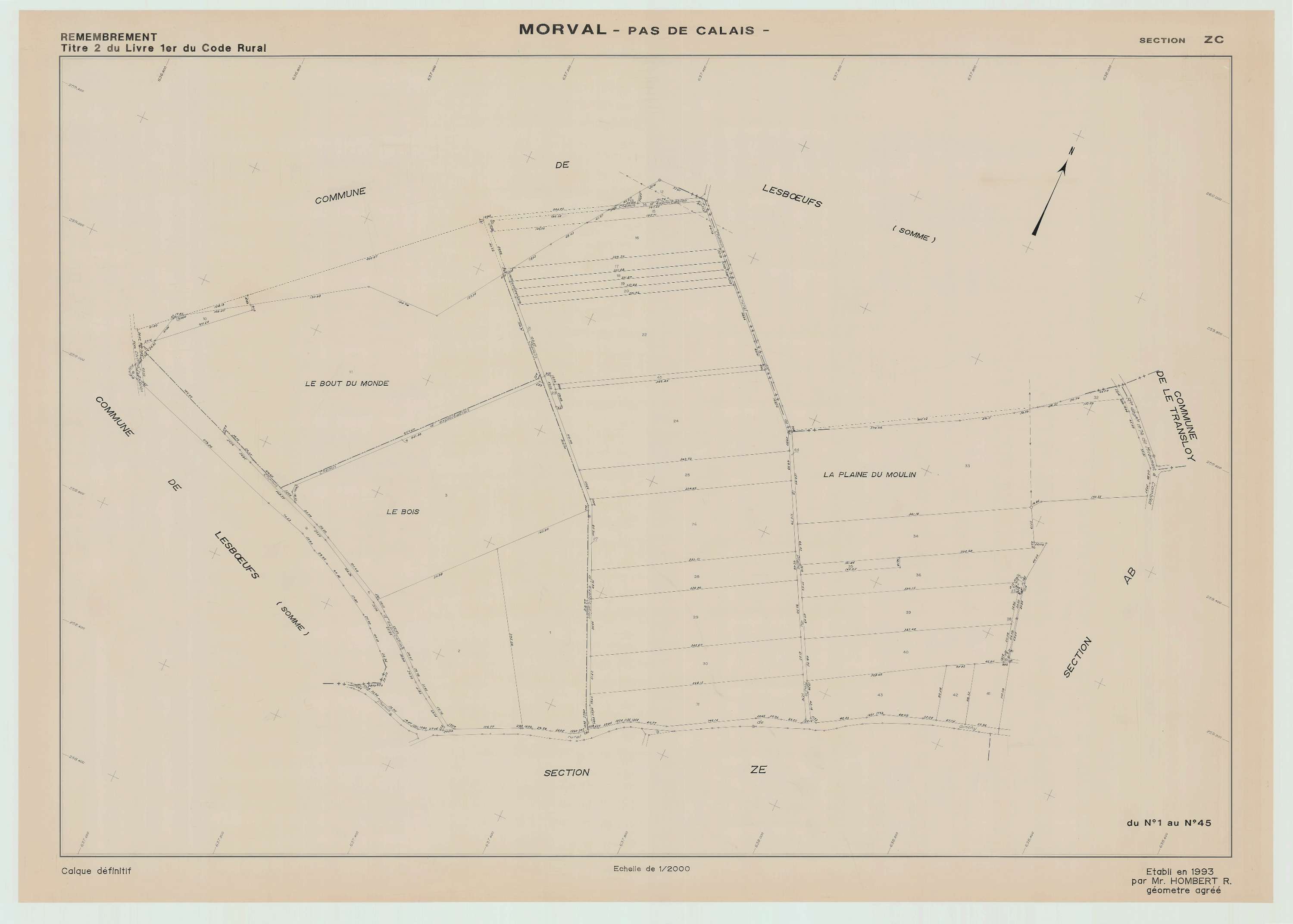 Morval - Plan de remembrement : section ZC.