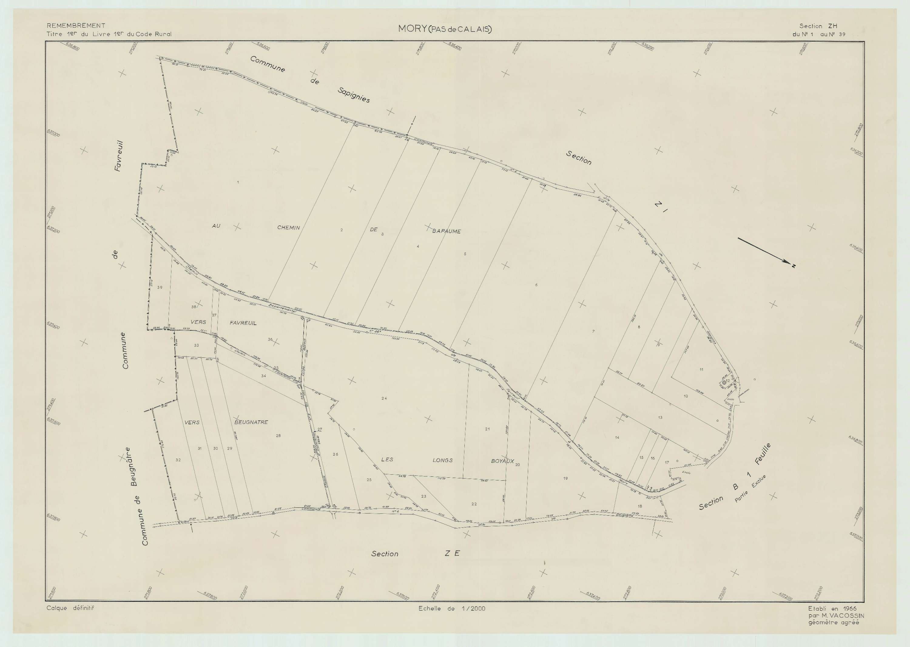 Mory - Plan de remembrement : section ZH.