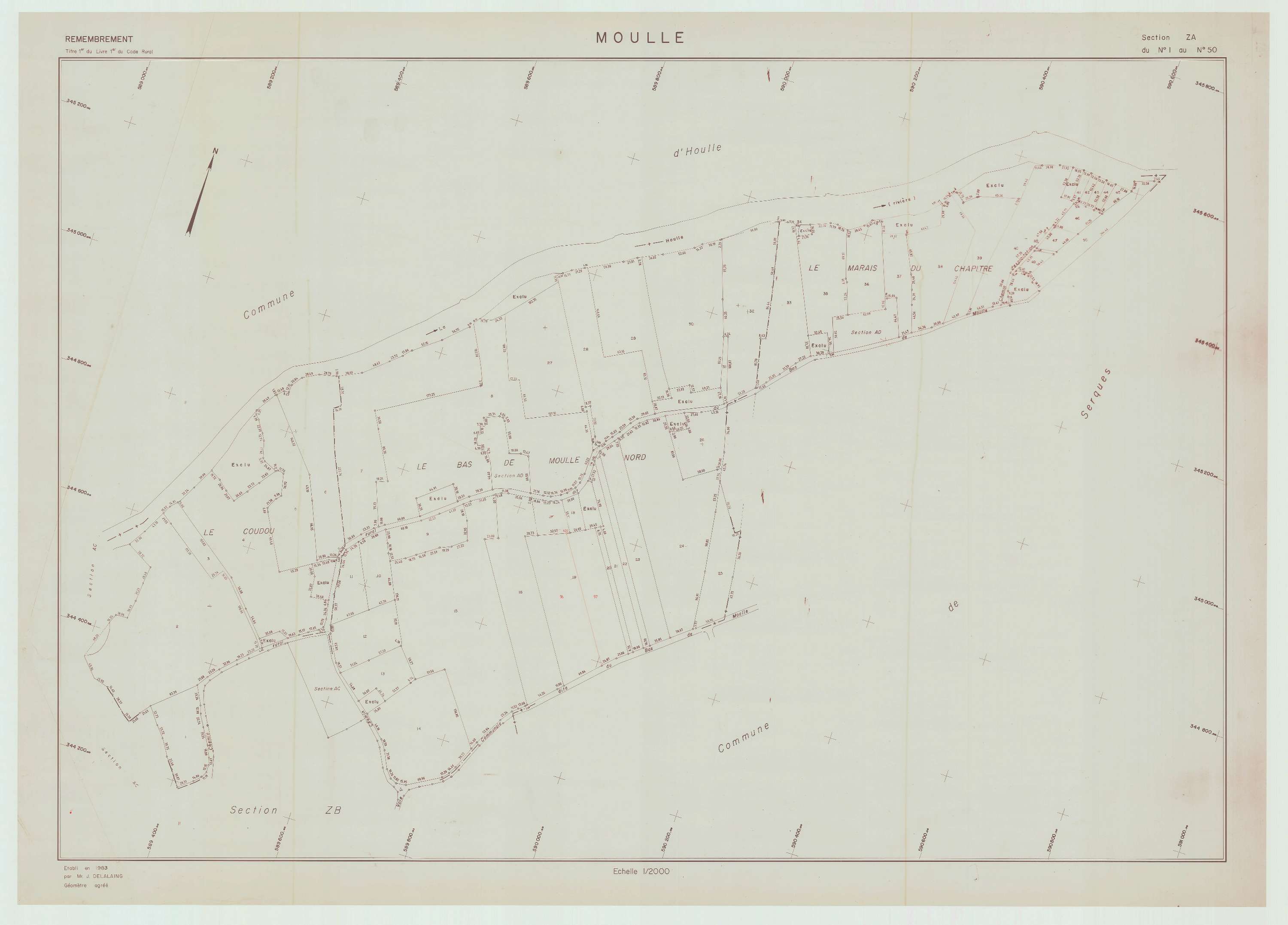 Moulle - Plan de remembrement : section ZA.