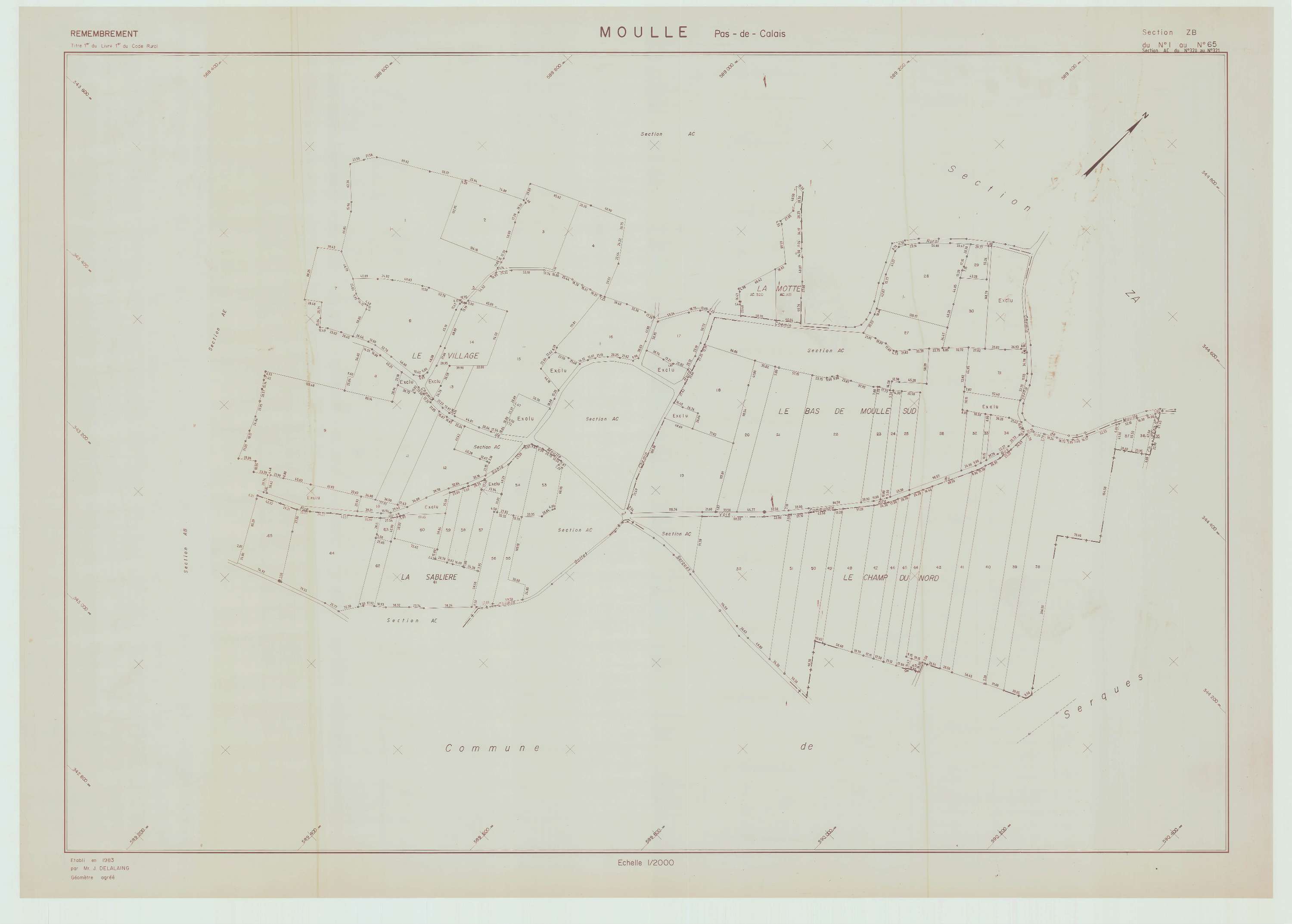 Moulle - Plan de remembrement : section ZB.