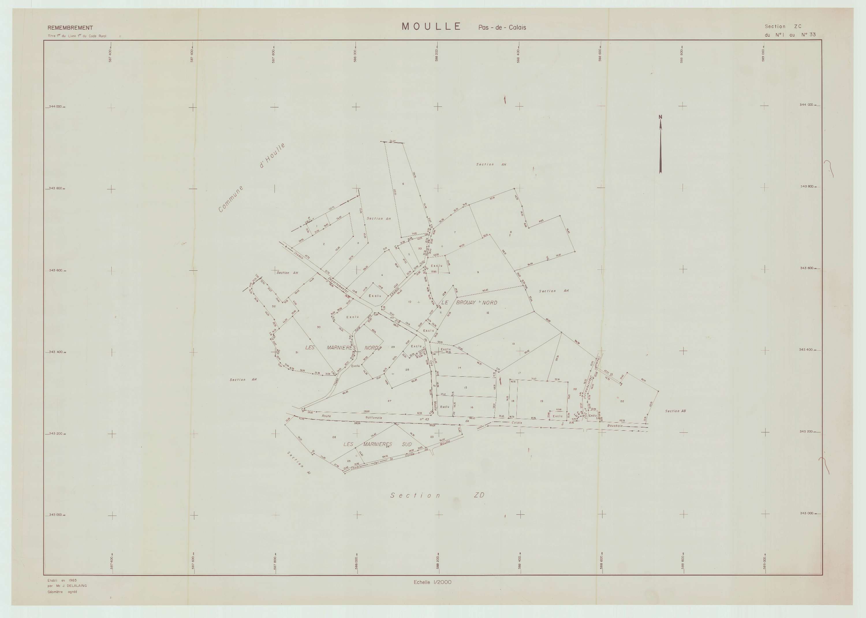 Moulle - Plan de remembrement : section ZC.