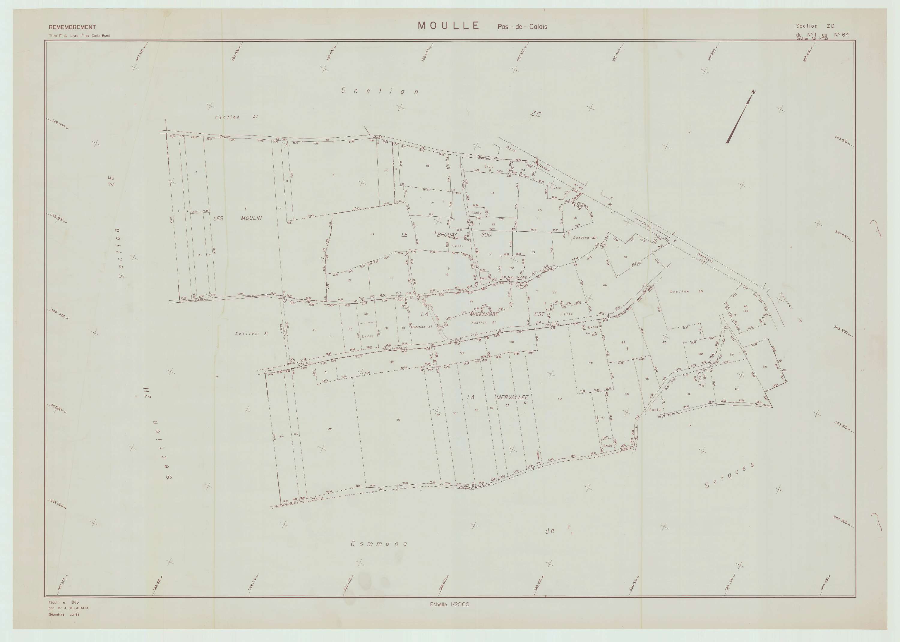 Moulle - Plan de remembrement : section ZD.