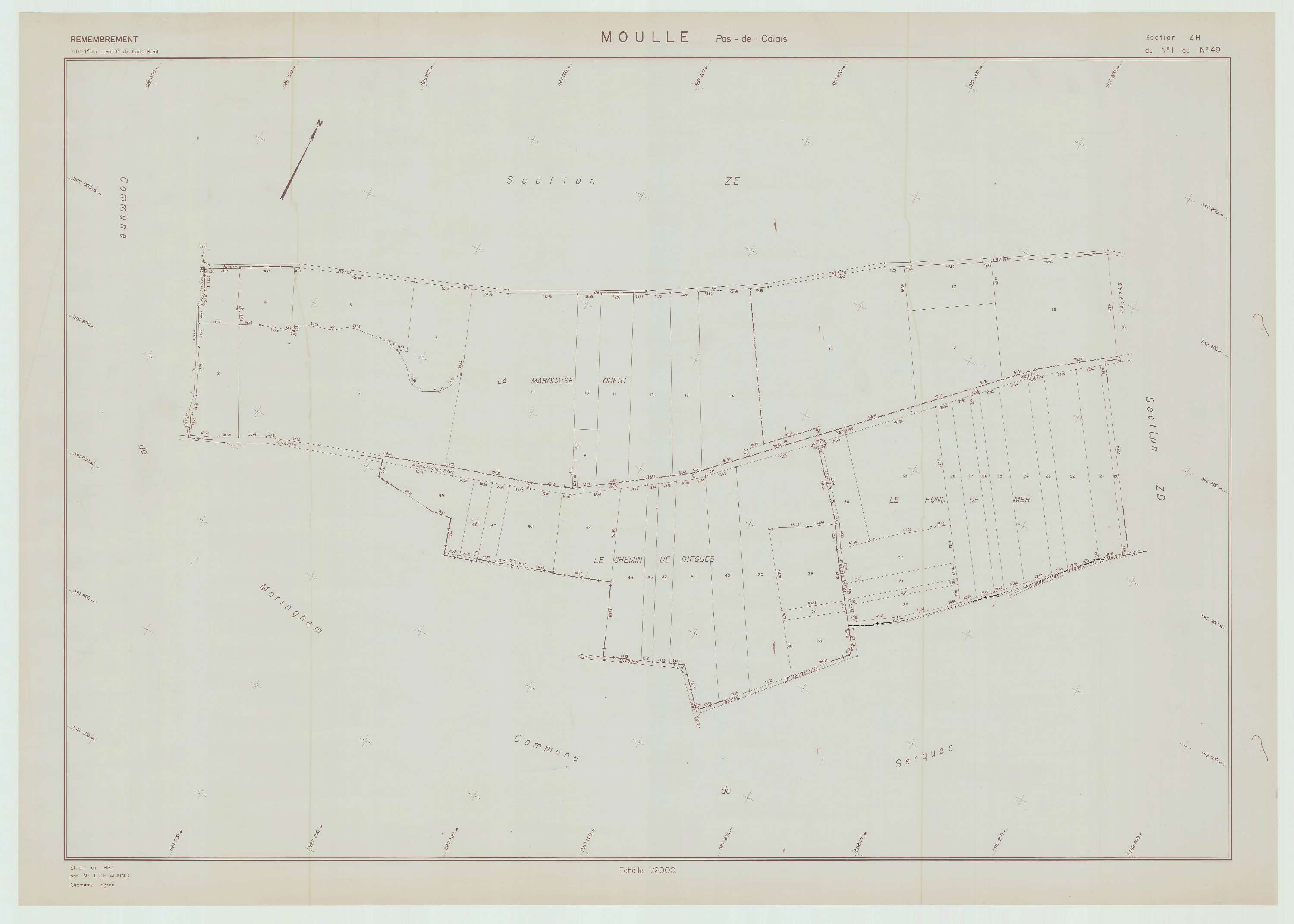 Moulle - Plan de remembrement : section ZH.