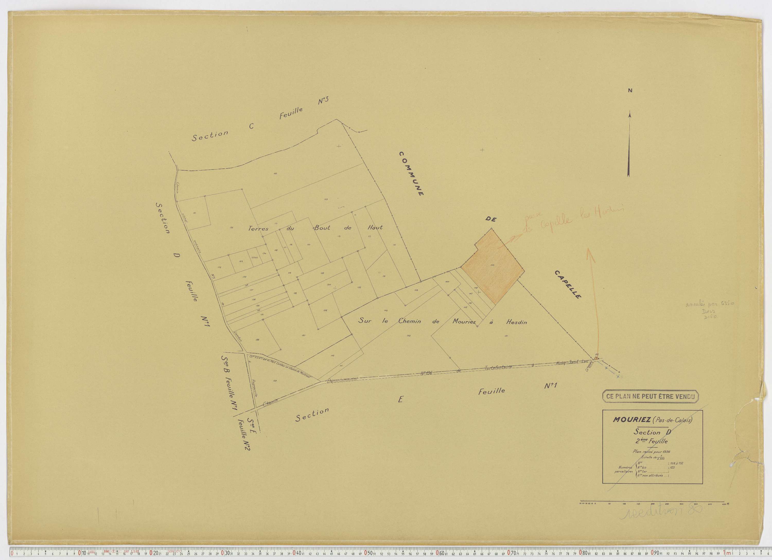 Mouriez - Section D, feuille 2.