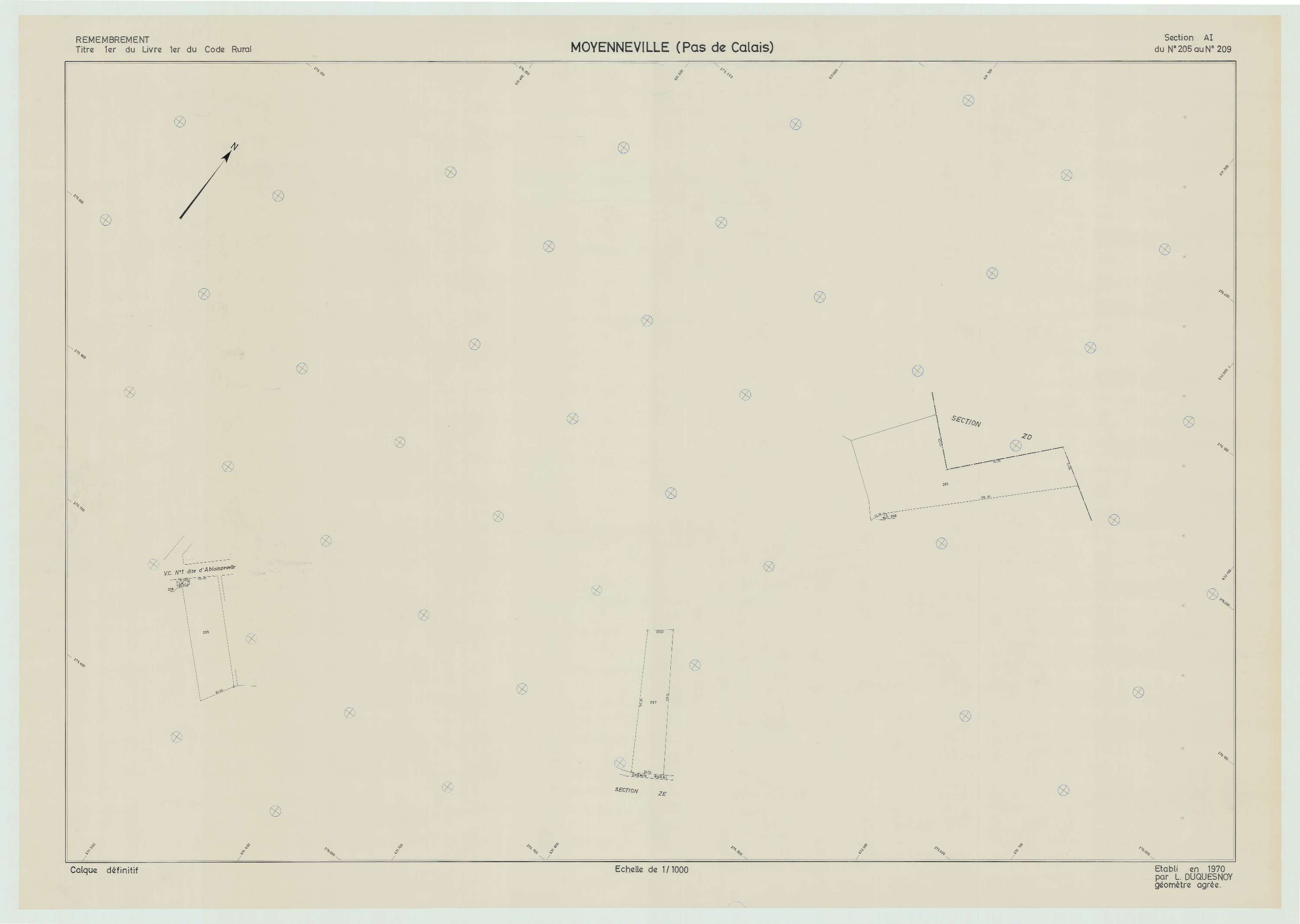 Moyenneville - Plan de remembrement : section AI.