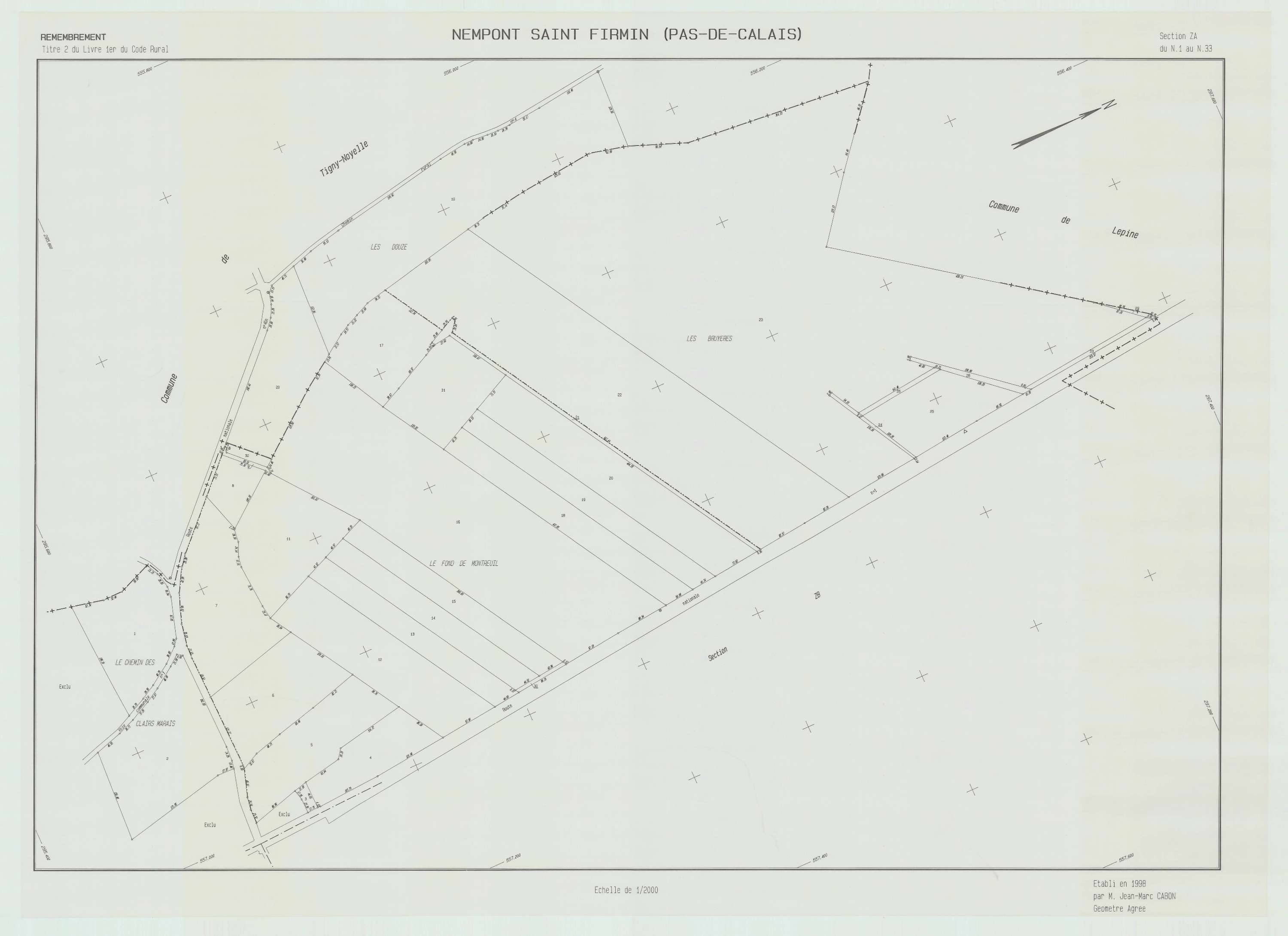 Nempont-Saint-Firmin - Plan de remembrement : section ZA.