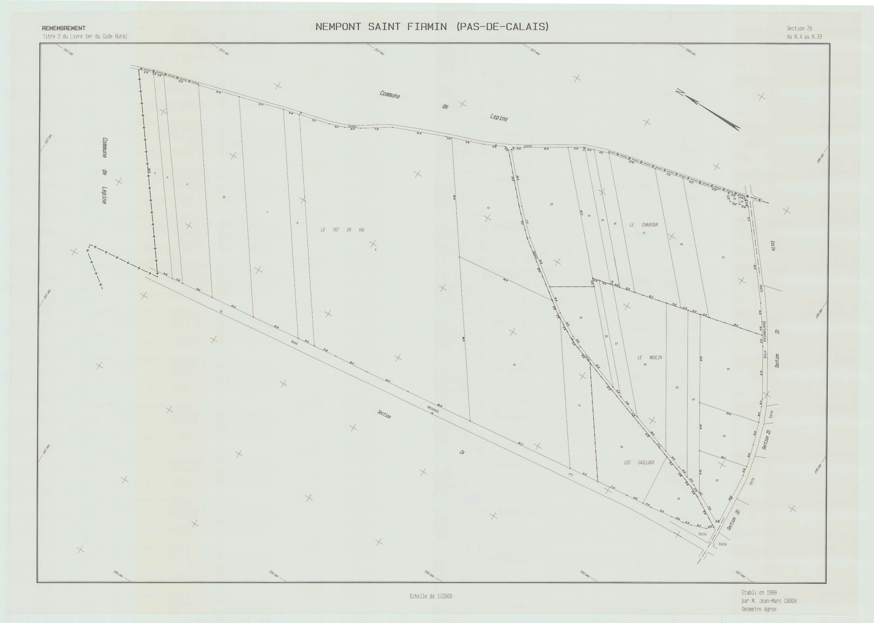 Nempont-Saint-Firmin - Plan de remembrement : section ZB.