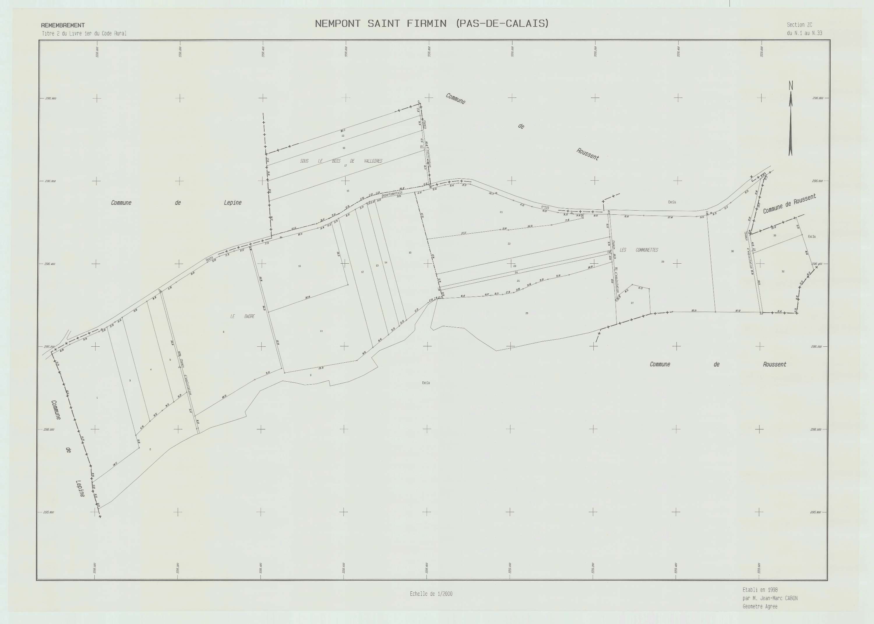 Nempont-Saint-Firmin - Plan de remembrement : section ZC.