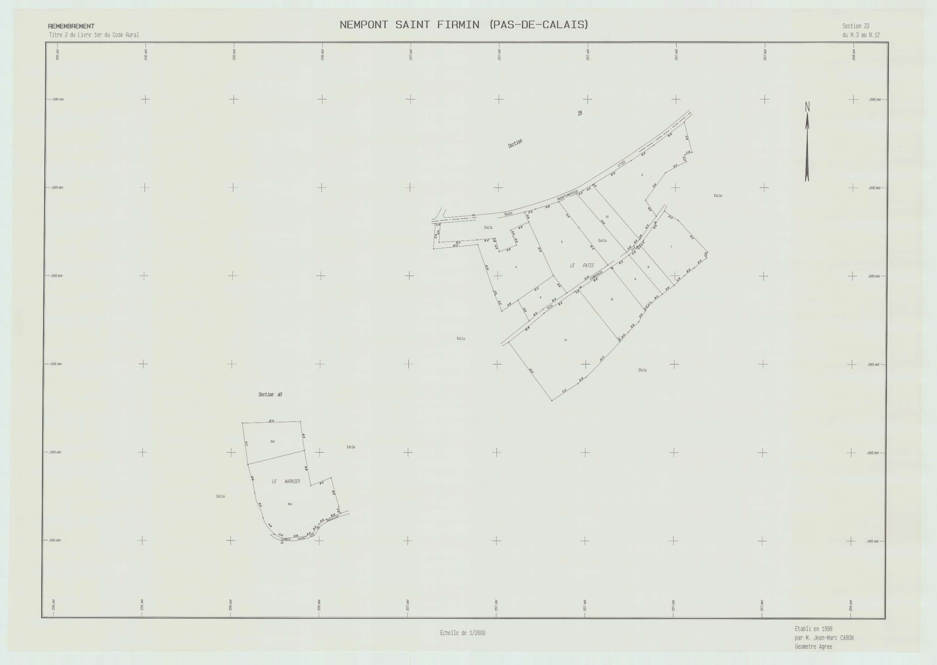 Nempont-Saint-Firmin - Plan de remembrement : section ZD.
