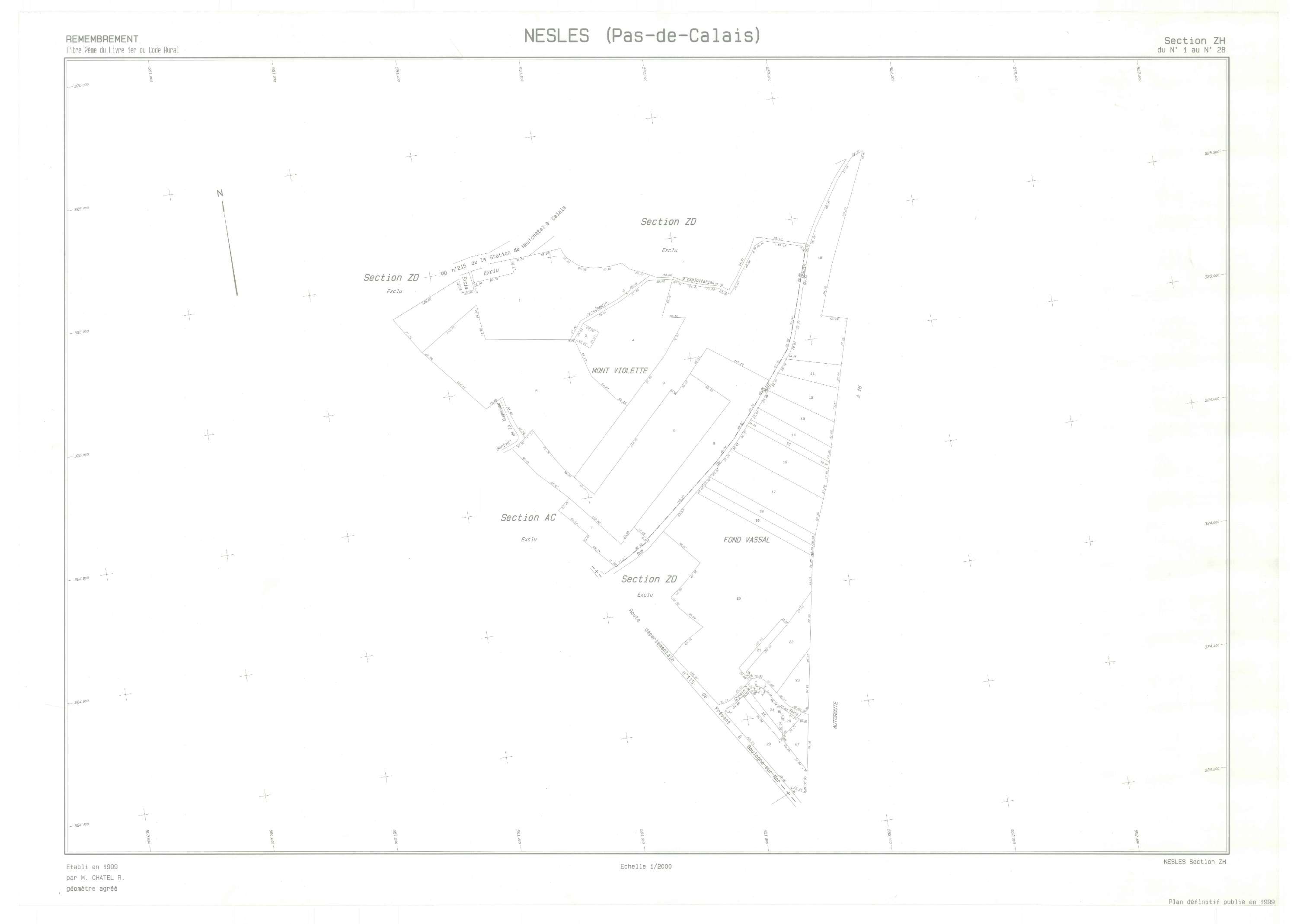 Nesles - Plan de remembrement : section ZH.