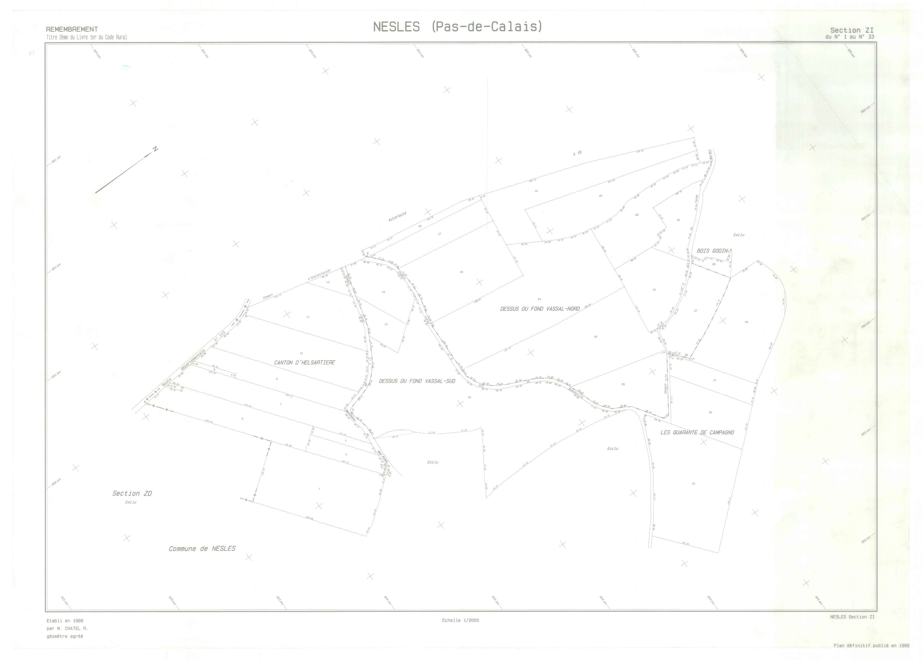 Nesles - Plan de remembrement : section ZI.