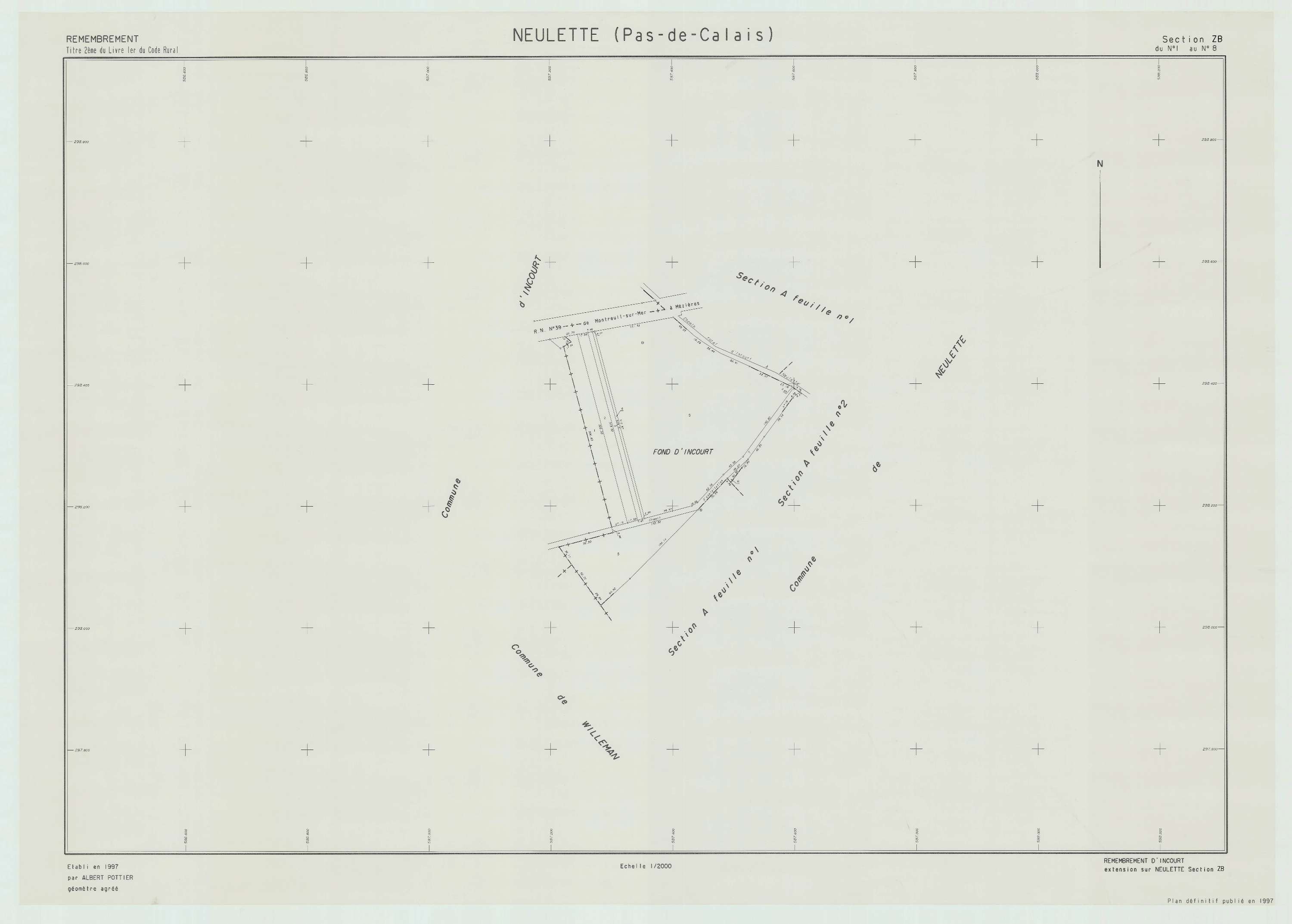 Neulette - Plan de remembrement : section ZB.